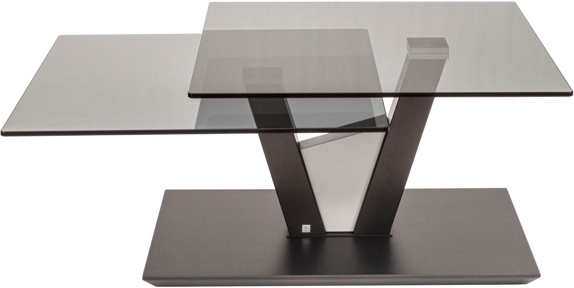 Vierhaus Couchtisch, Glasplatte drehbar, rollbar