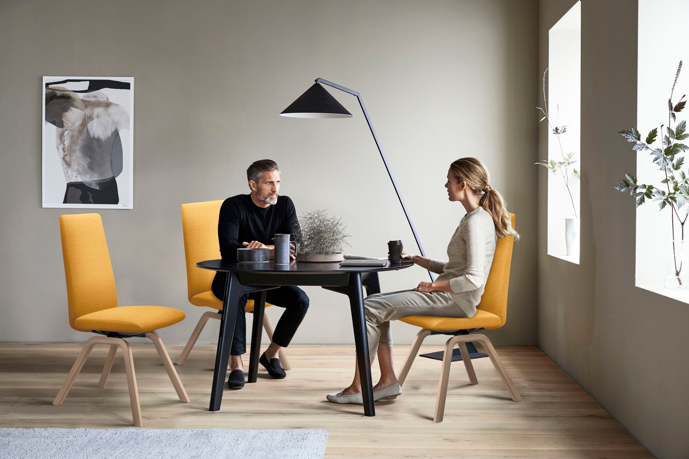 Stressless® Polsterstuhl »Laurel«, ROHLEDER Stoff Q2 FARON, High Back, Größe L, mit schräggestellten Beinen in Eiche natur