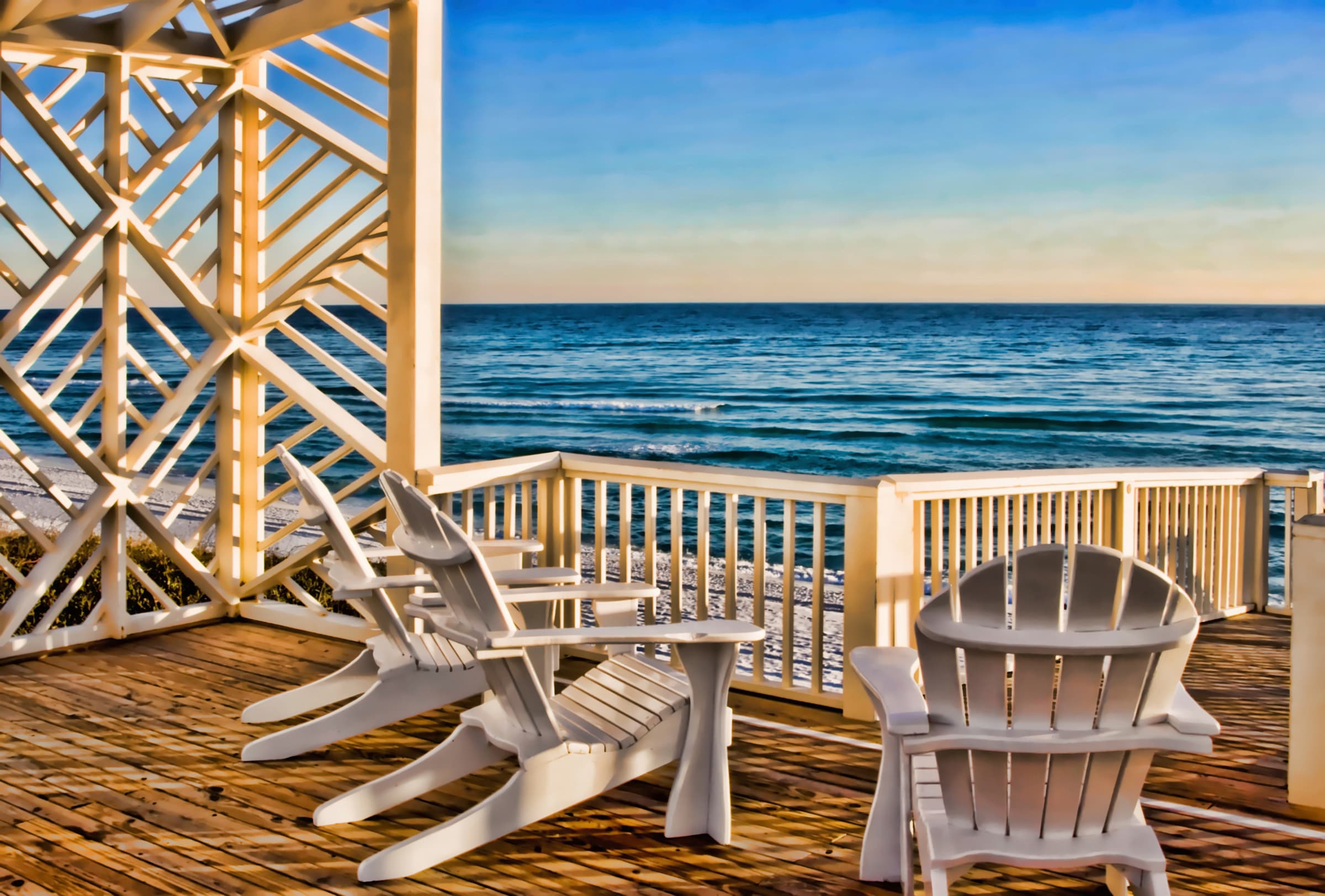 Fototapete »TERRASSE-SEE MEER STRAND PALMEN DÜNEN KARIBIK SÜDSEE«