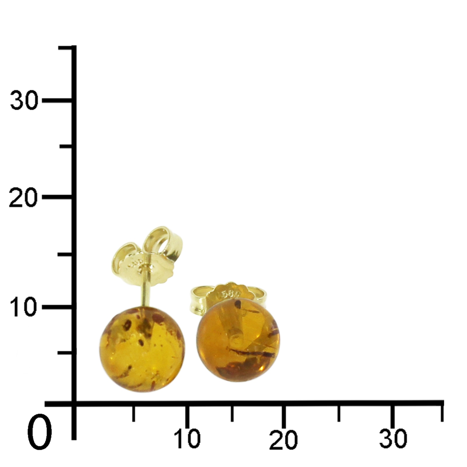 OSTSEE-SCHMUCK Paar Ohrstecker »- Kugel 8 mm - Gold 585/000 - Bernstein«