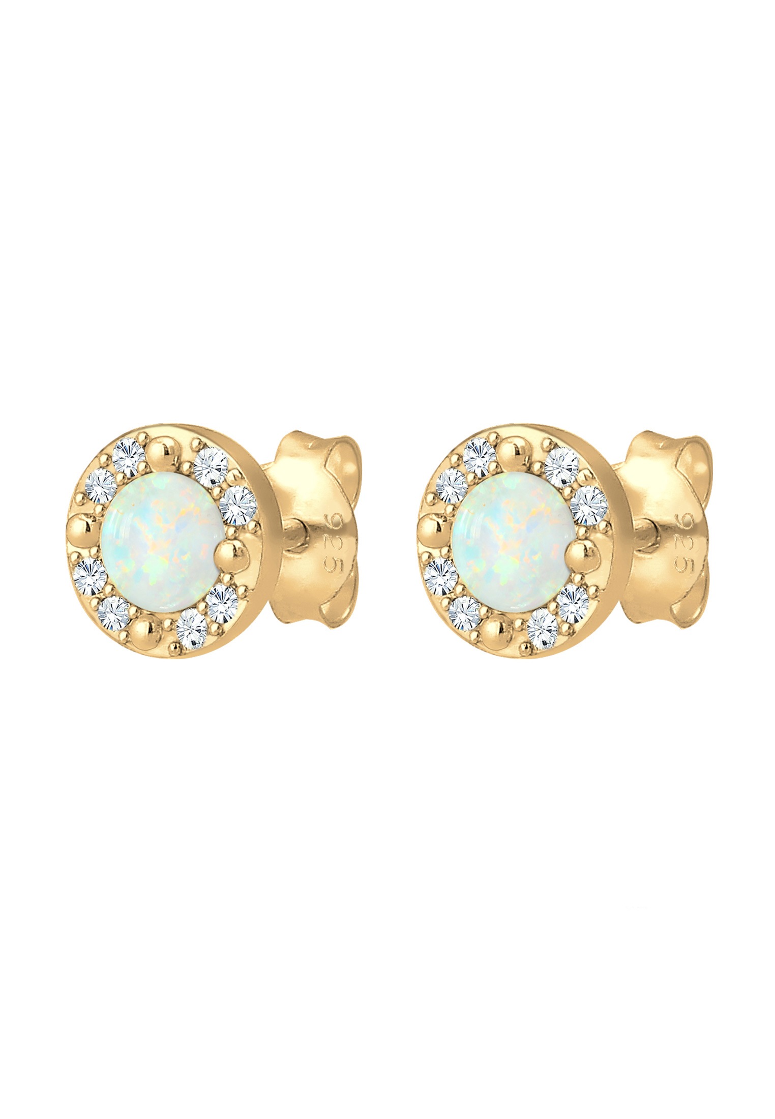 Elli Premium Paar Ohrstecker »Ohrringe Ohrstecker Glas Kristalle Synthetischer Opal Weiß 925 Sterling Silber«