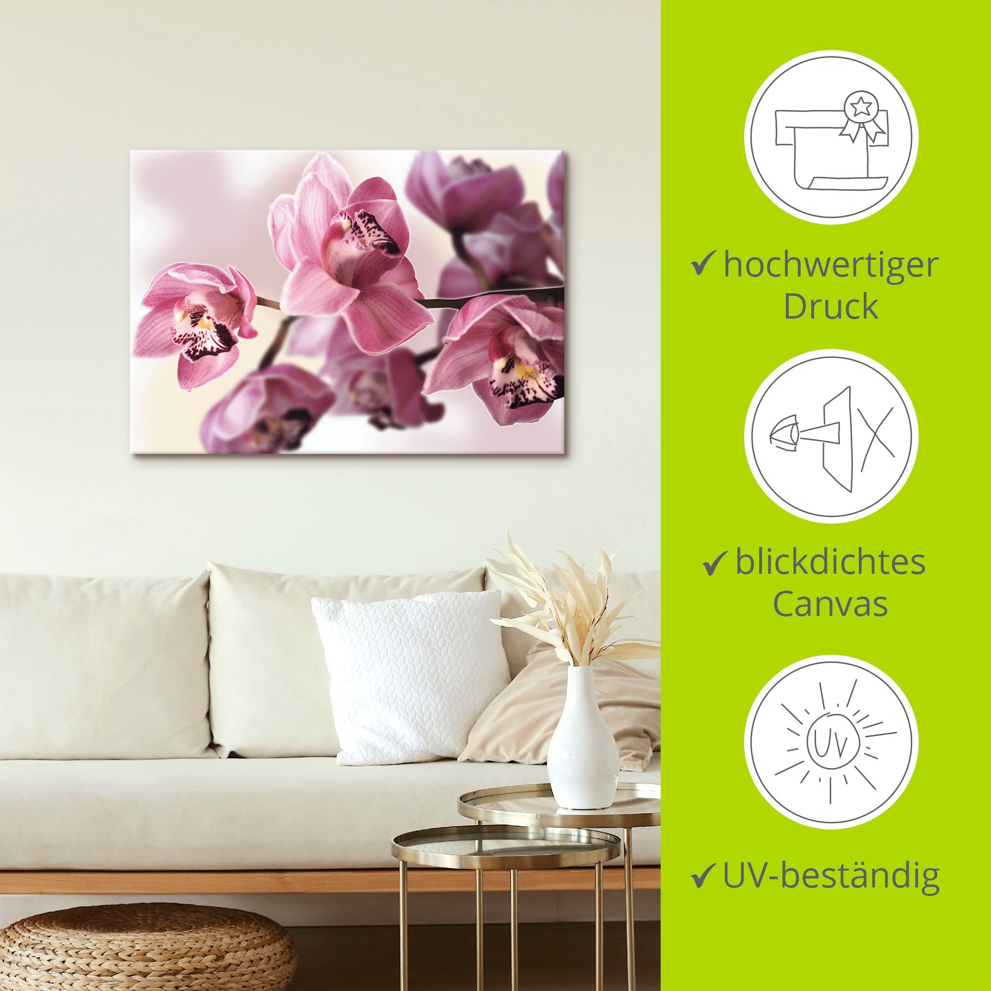Artland Wandbild »Rosa Orchidee«, Blumenbilder, (1 St.), als Alubild, Outdoorbild, Leinwandbild, Poster, Wandaufkleber