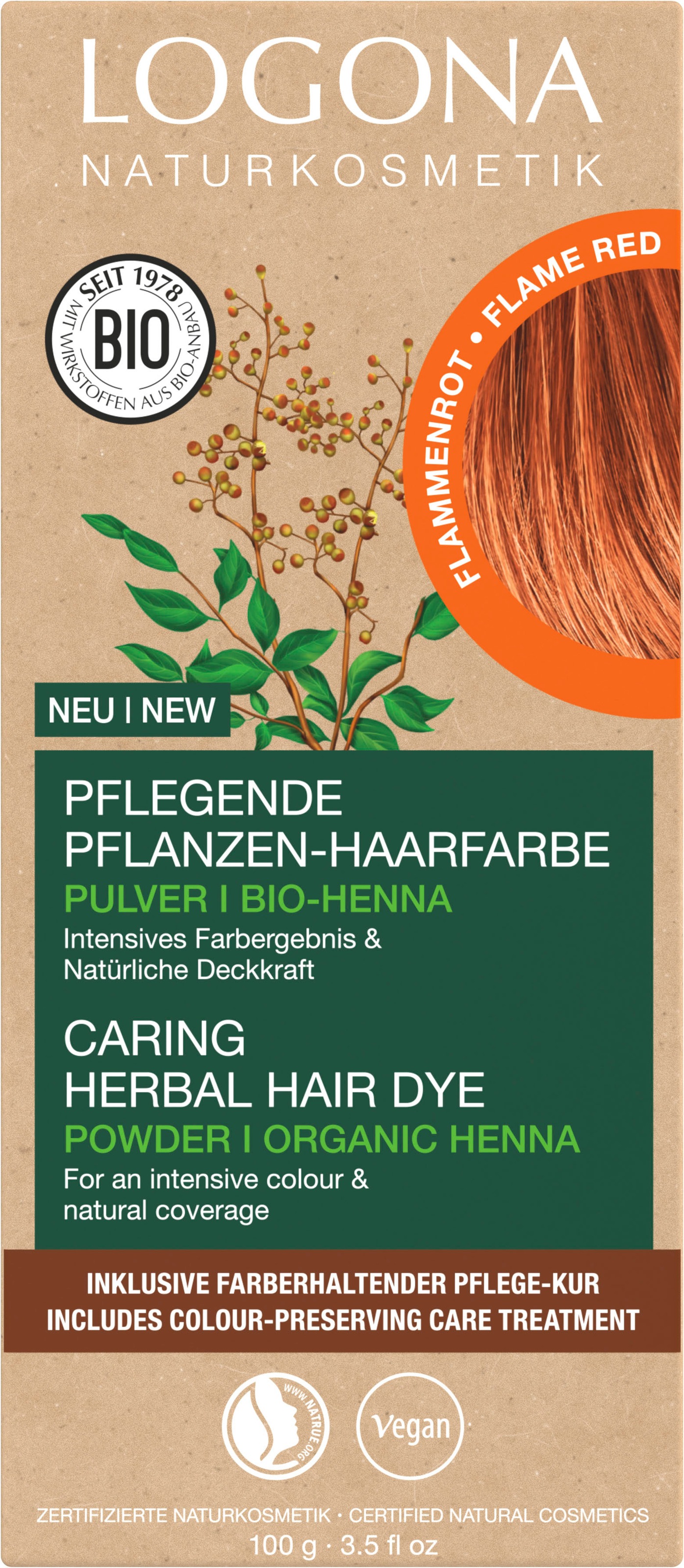 LOGONA Haarfarbe »Pflanzen-Haarfarbe Pulver«, mit pflegender Formel