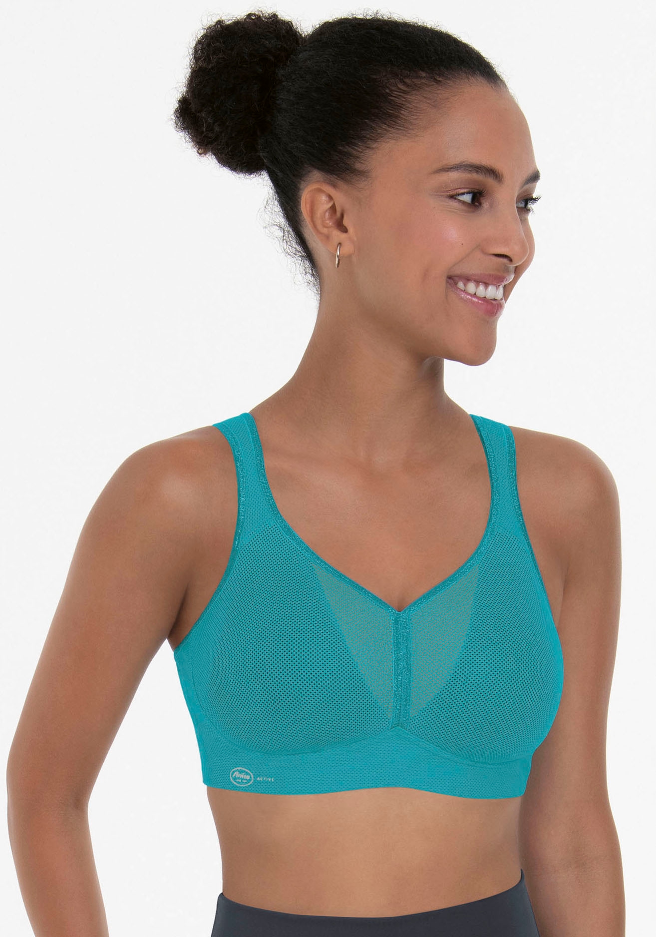 Anita Active Sport-BH "Air Control Deltapad" doppellagige Cups, gepolsterte Träger, mit Print, feminin, weich