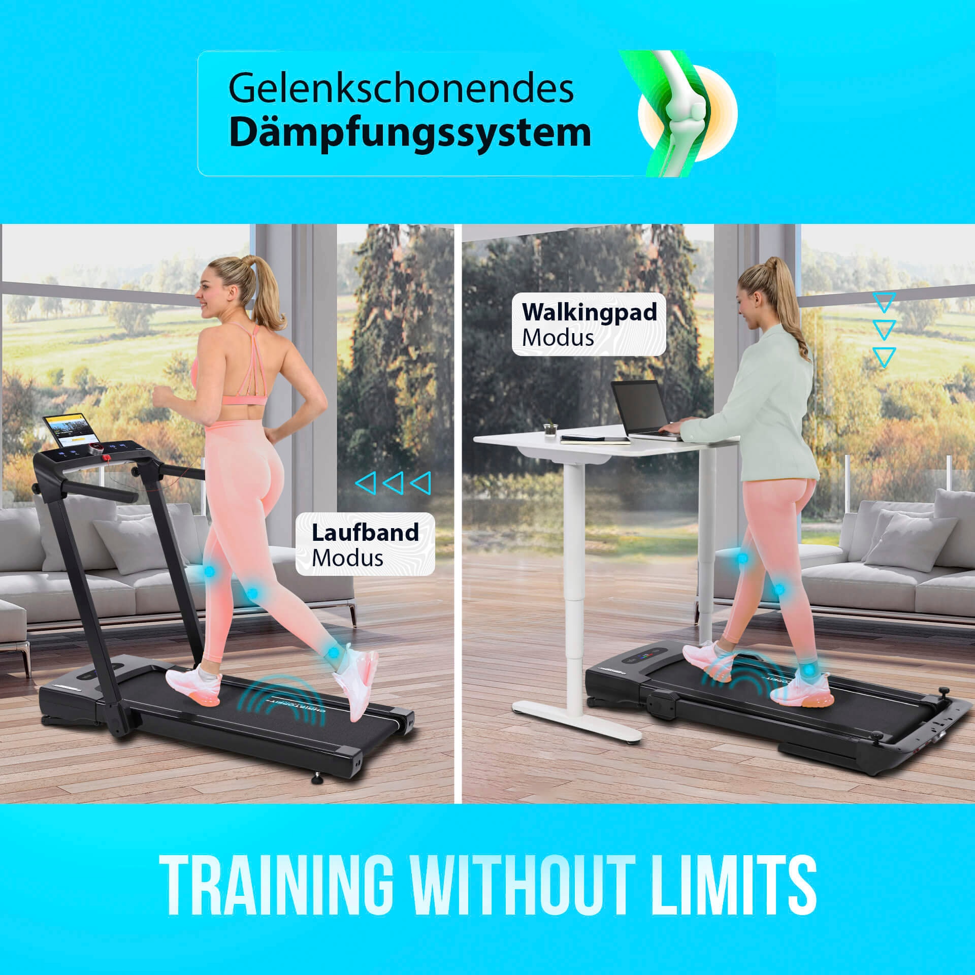 Christopeit Sport® Laufband »2 in 1«, (1 tlg., inkl. Bluetooth-Musikboxen), bis max. 14 km/h, klappbar