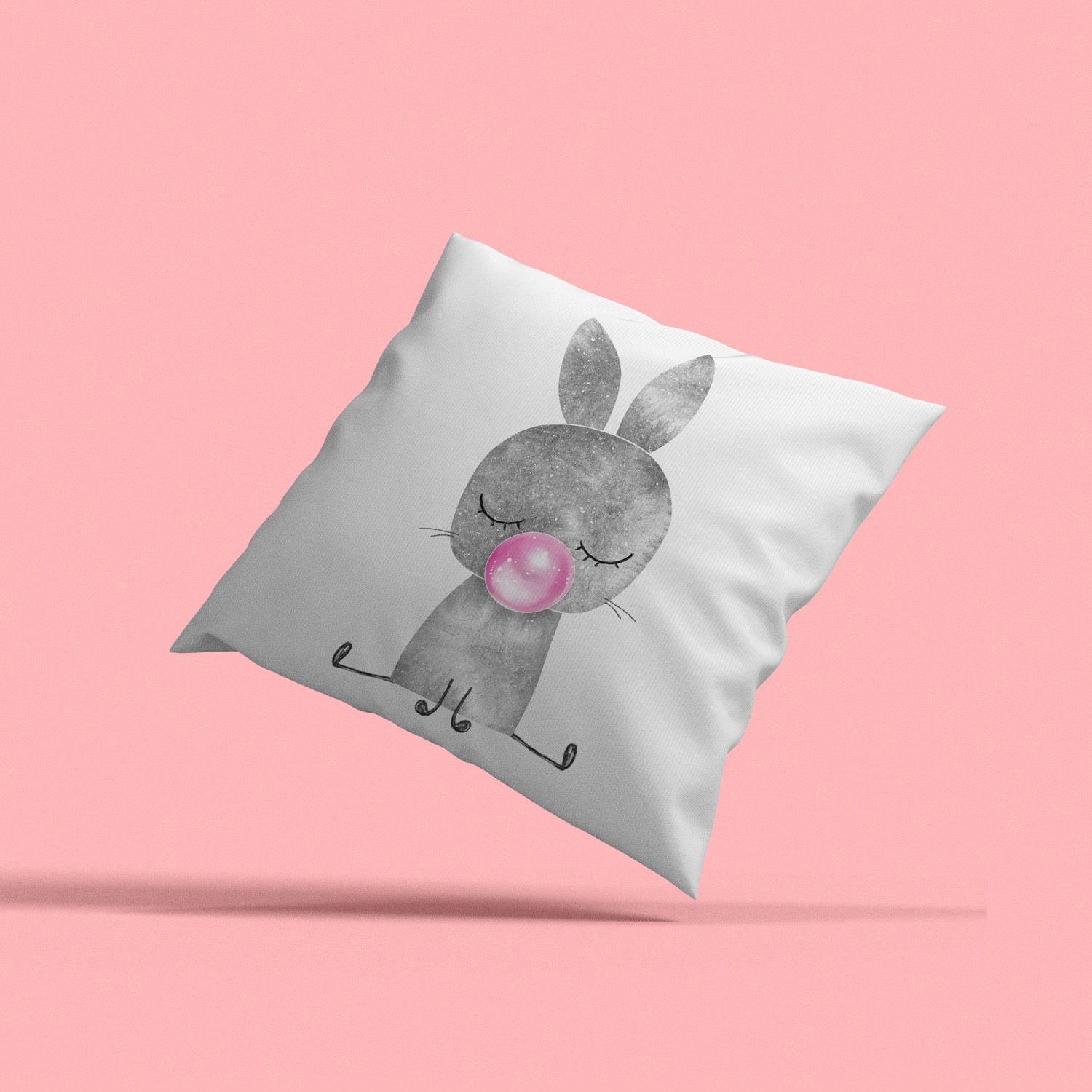 queence Dekokissen »Hase mit Kaugummi«, Kissenhülle mit HD Premium Druck, geruchsneutral, 40x40cm