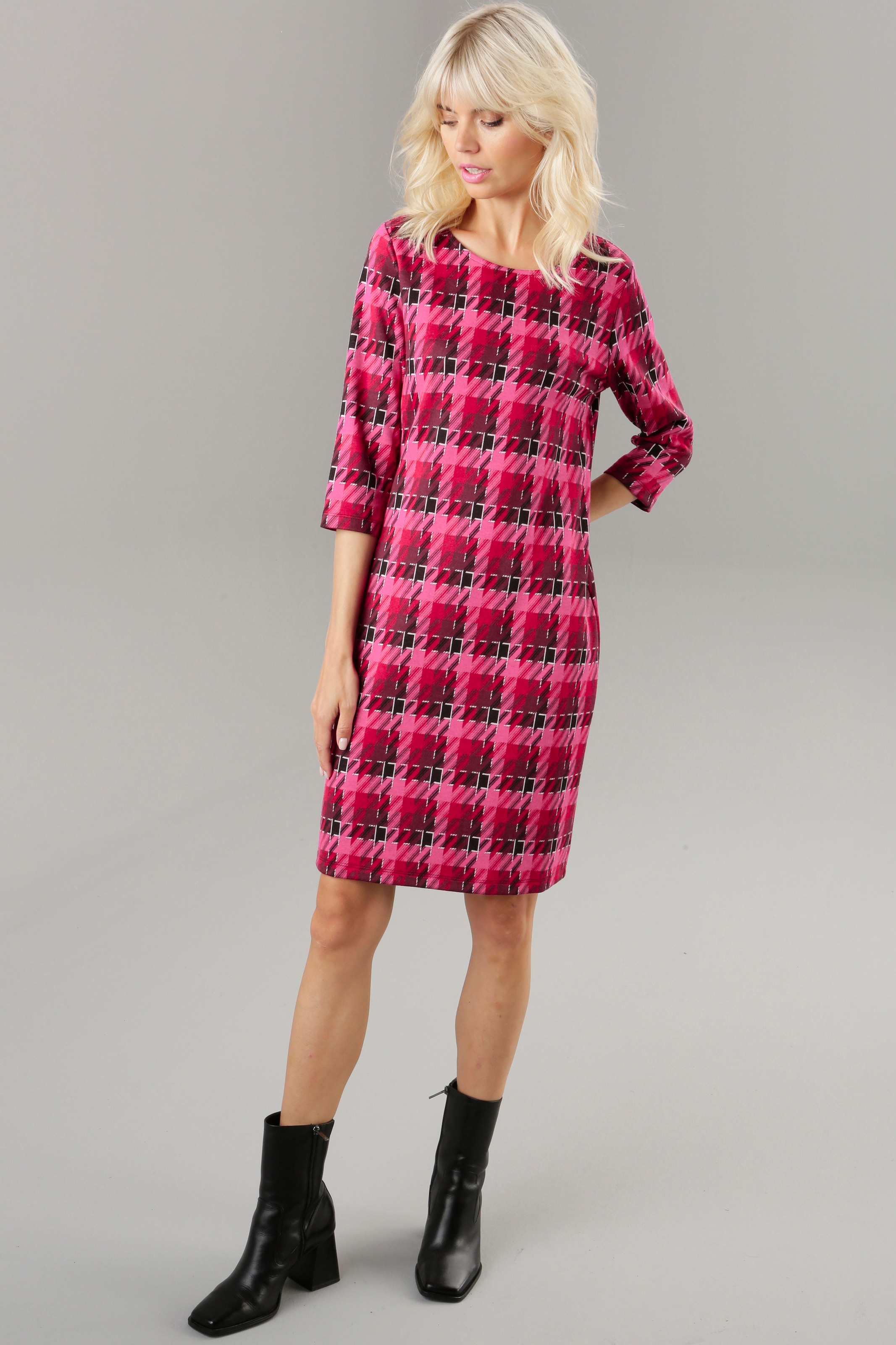 Aniston SELECTED Jerseykleid, mit trendy Allover-Muster ♕ Knallfarben in bei
