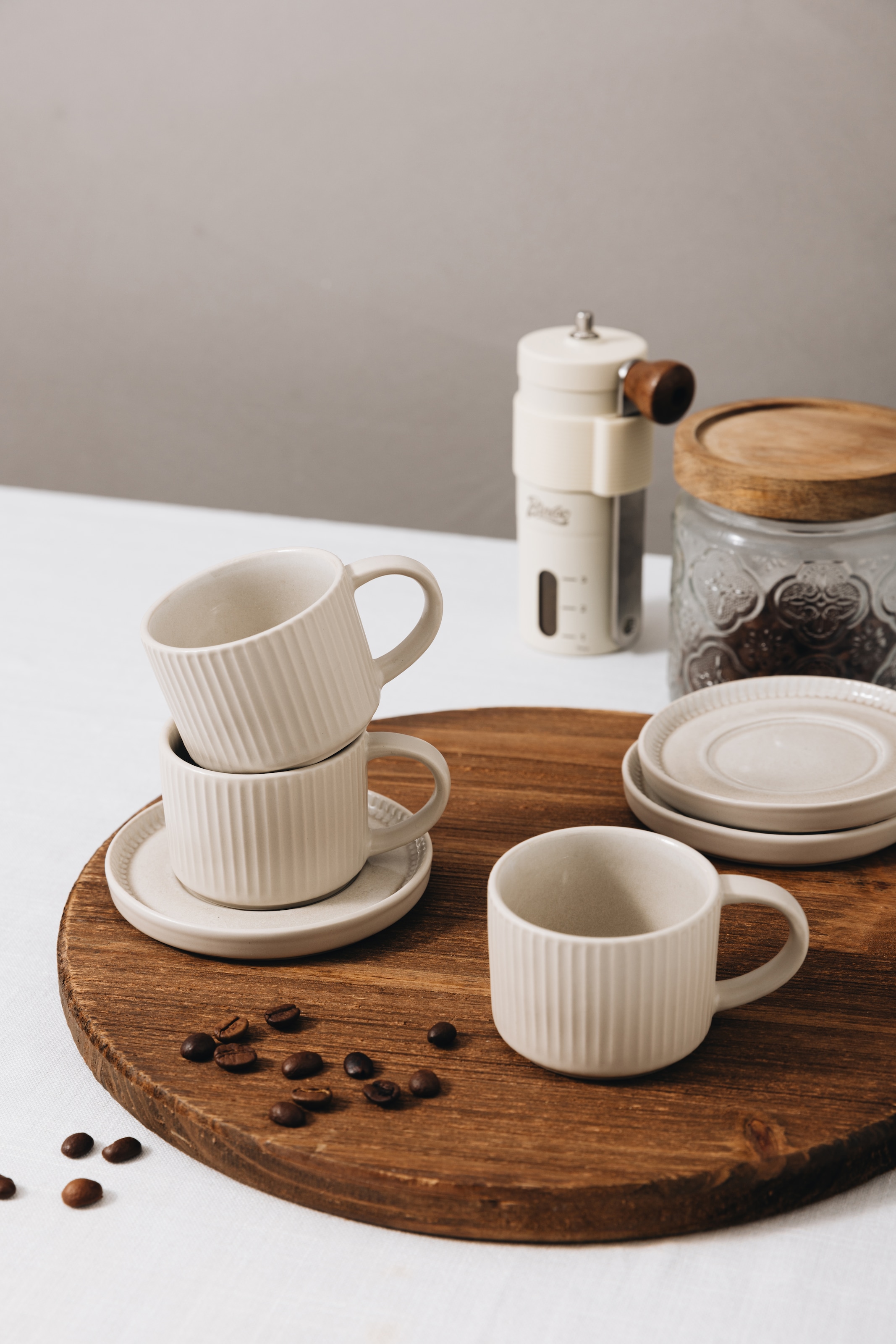 OTTO home Espressotasse »Ylvii, 12er Set, bestehend aus 6 Tassen + 6 Untertassen« für 6 Personen, spülmaschinenfest und mikrowellengeeignet, 90 ml