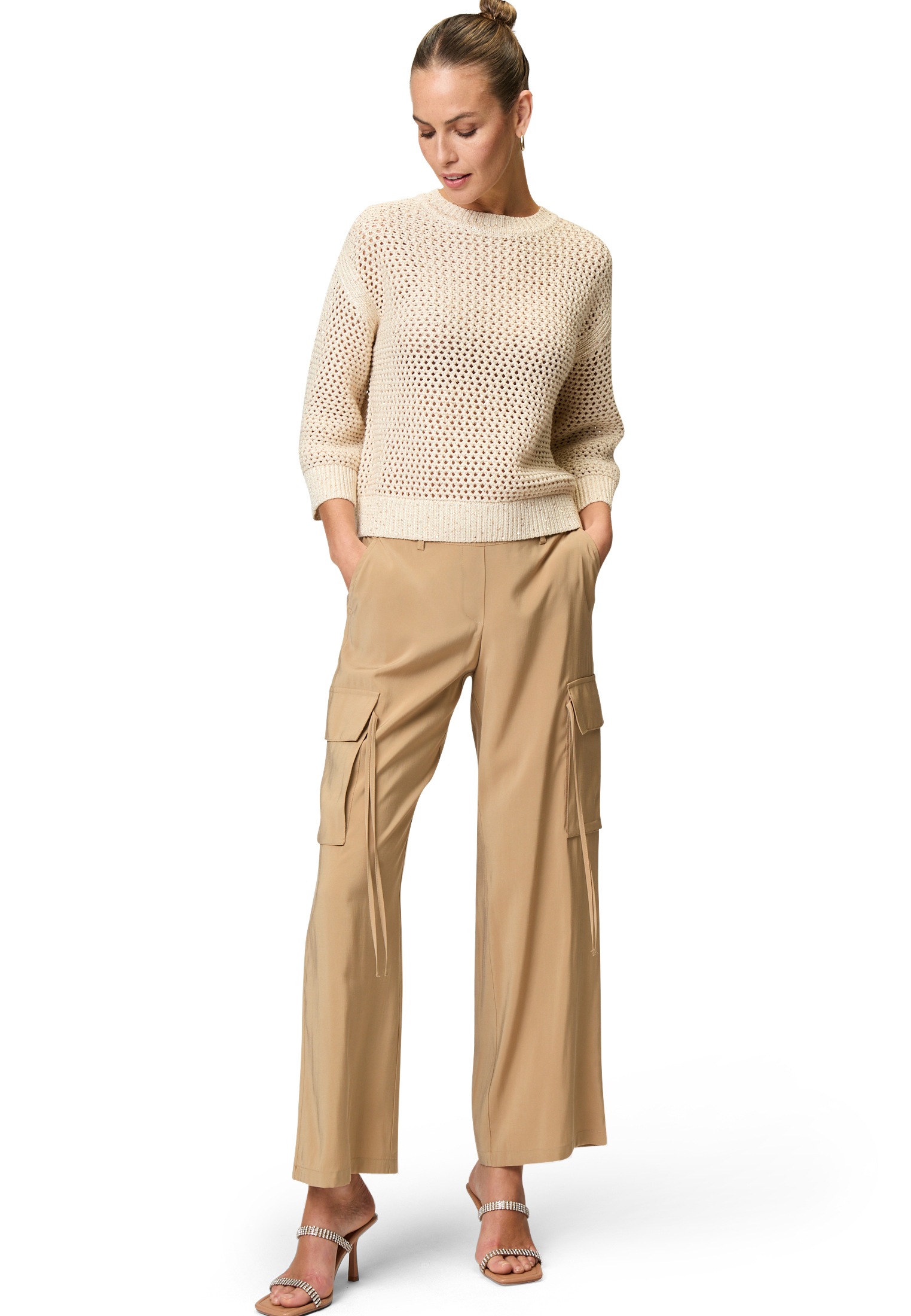 Zero Rundhalspullover »Grobstrickpullover mit Glitzer«