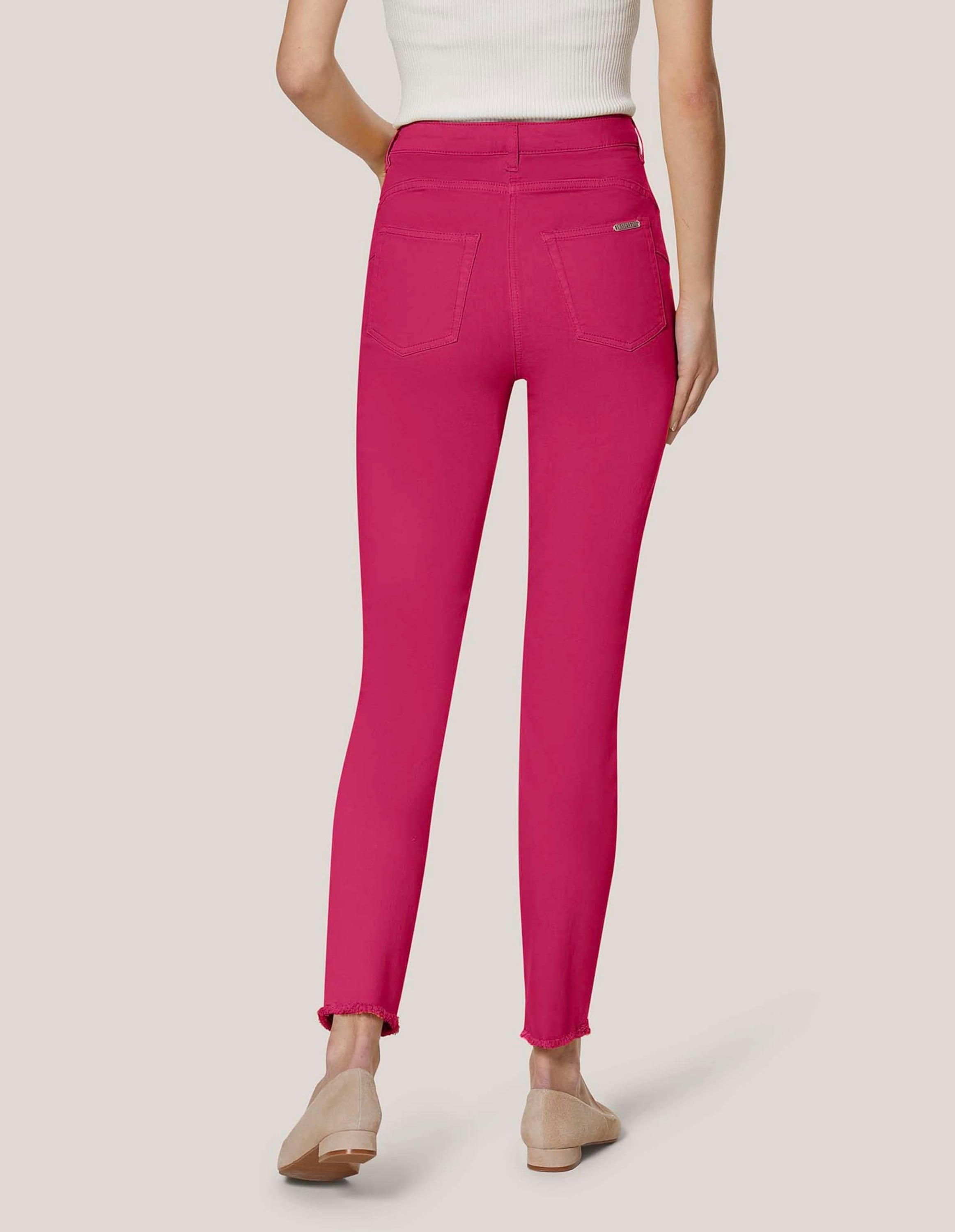 MADELEINE Regular-fit-Jeans »Jeans Mid Waist Skinny-Hose mit Fransen« mit Fransensaum