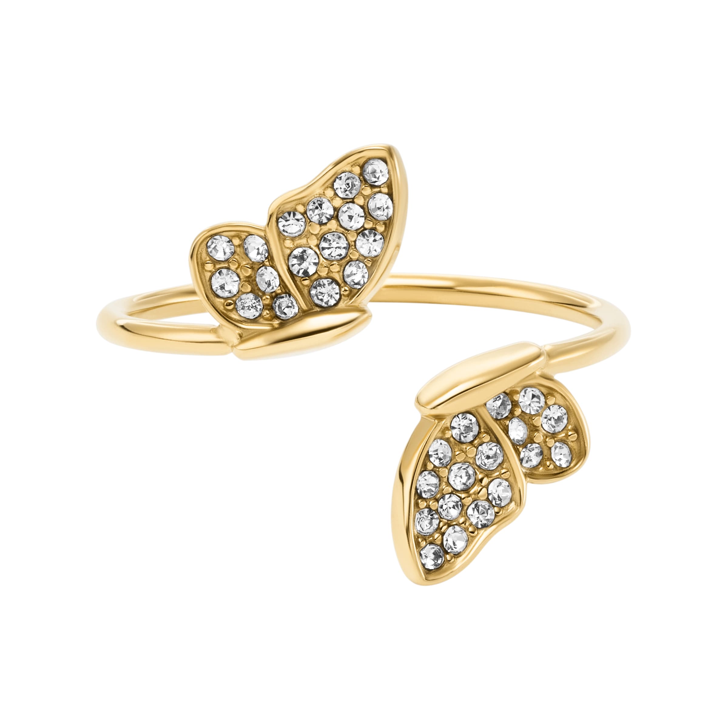 Fossil Fingerring »Schmuck Geschenk Edelstahl SUTTON Schmetterling« mit Glasstein