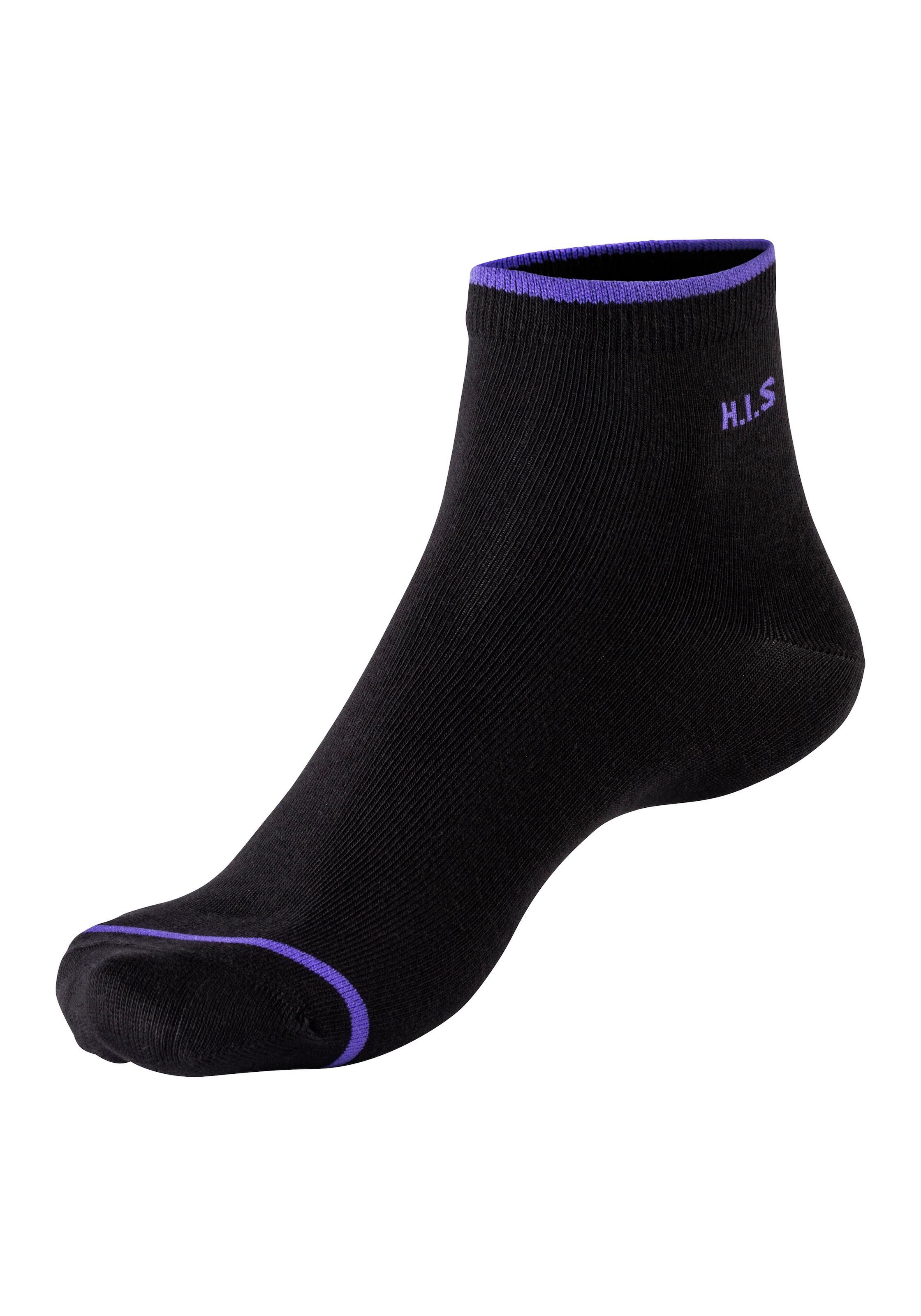 H.I.S Kurzsocken, (Packung, 7 Paar), mit farbigen Bündchen