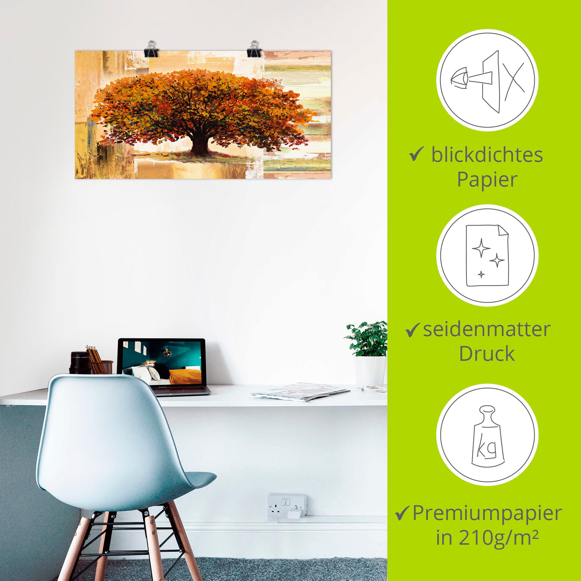 Artland Wandbild »Herbstbaum auf abstraktem Hintergrund« Bäume 1 Stk. tlg. als Leinwandbild, Poster in verschied. Größen