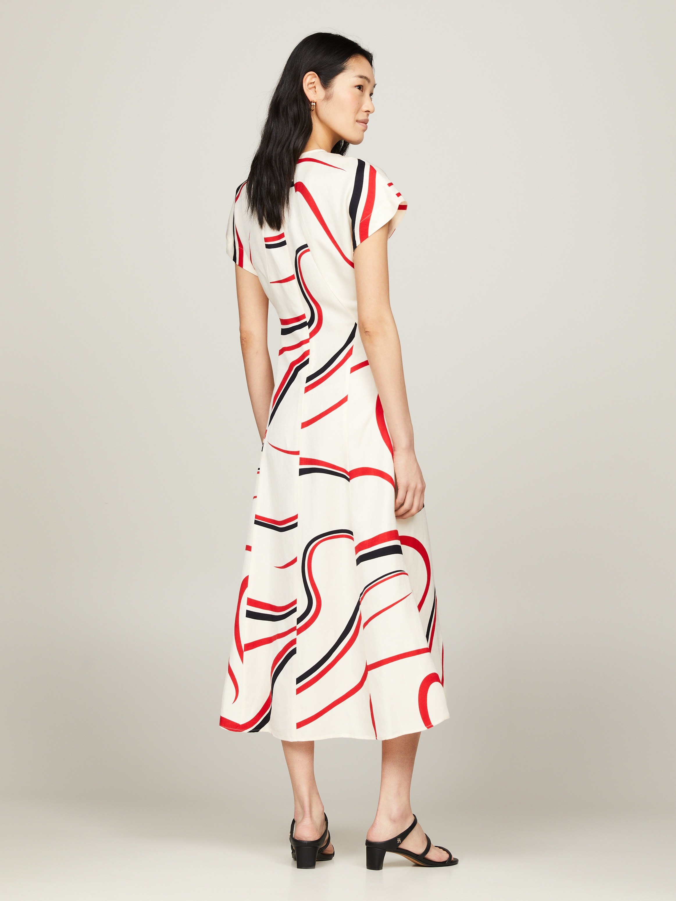 Tommy Hilfiger Midikleid »RIBBON F&F SS MIDI DRESS«, mit Allover-Muster
