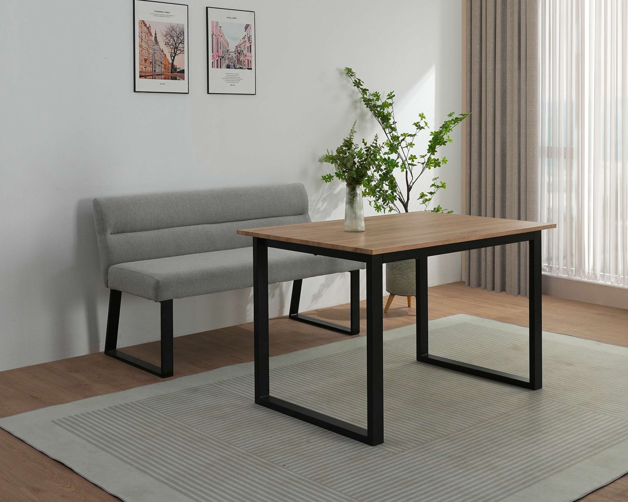 OTTO home Essbank »Ivanna« schwarze Metallbeine, pflegeleichtem Webstoff Bezug, Breite 140 cm