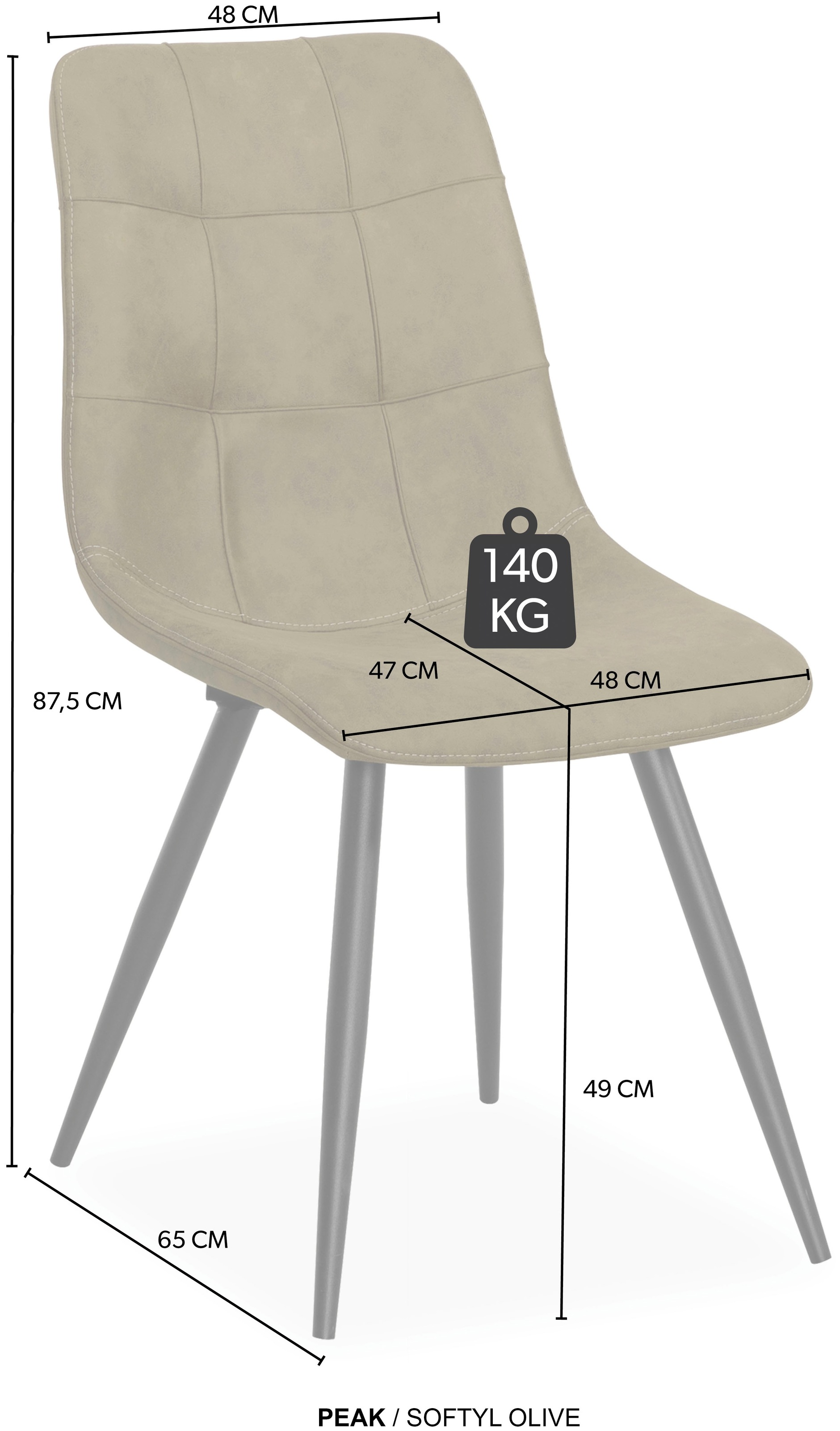 OMG Design Esszimmerstuhl »Peak« (Set) 1 Stk.moderne Sitzschale in Microfaser Lederoptik