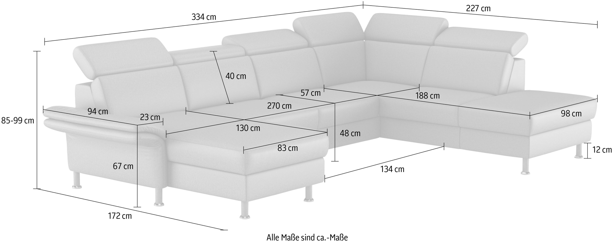 Home affaire Wohnlandschaft »Calypso U-Form«, wahlweise mit motorischer Relaxfunktion
