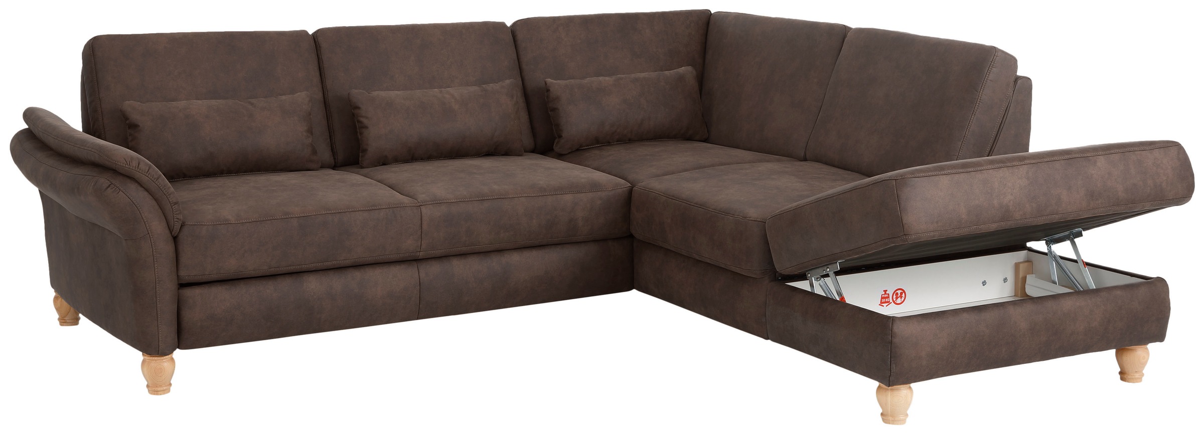 Home affaire Ecksofa »Palace L-Form«, incl. Sitztiefenverstellung, wahlweise mit Bettfunktion und Stauraum