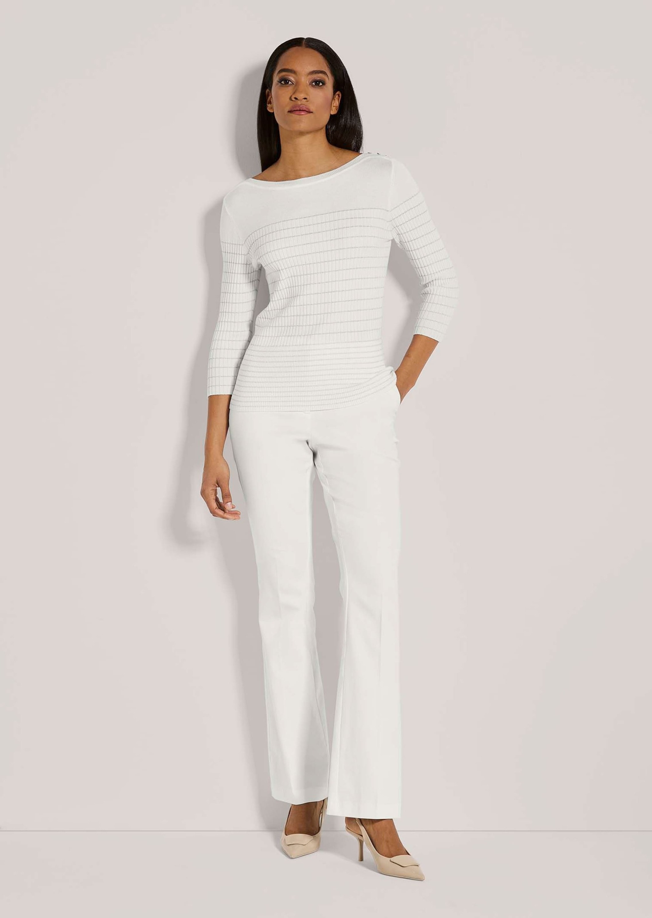 MADELEINE Longpullover »Pullover Modischer Pullover mit Glanz, Halbarm«