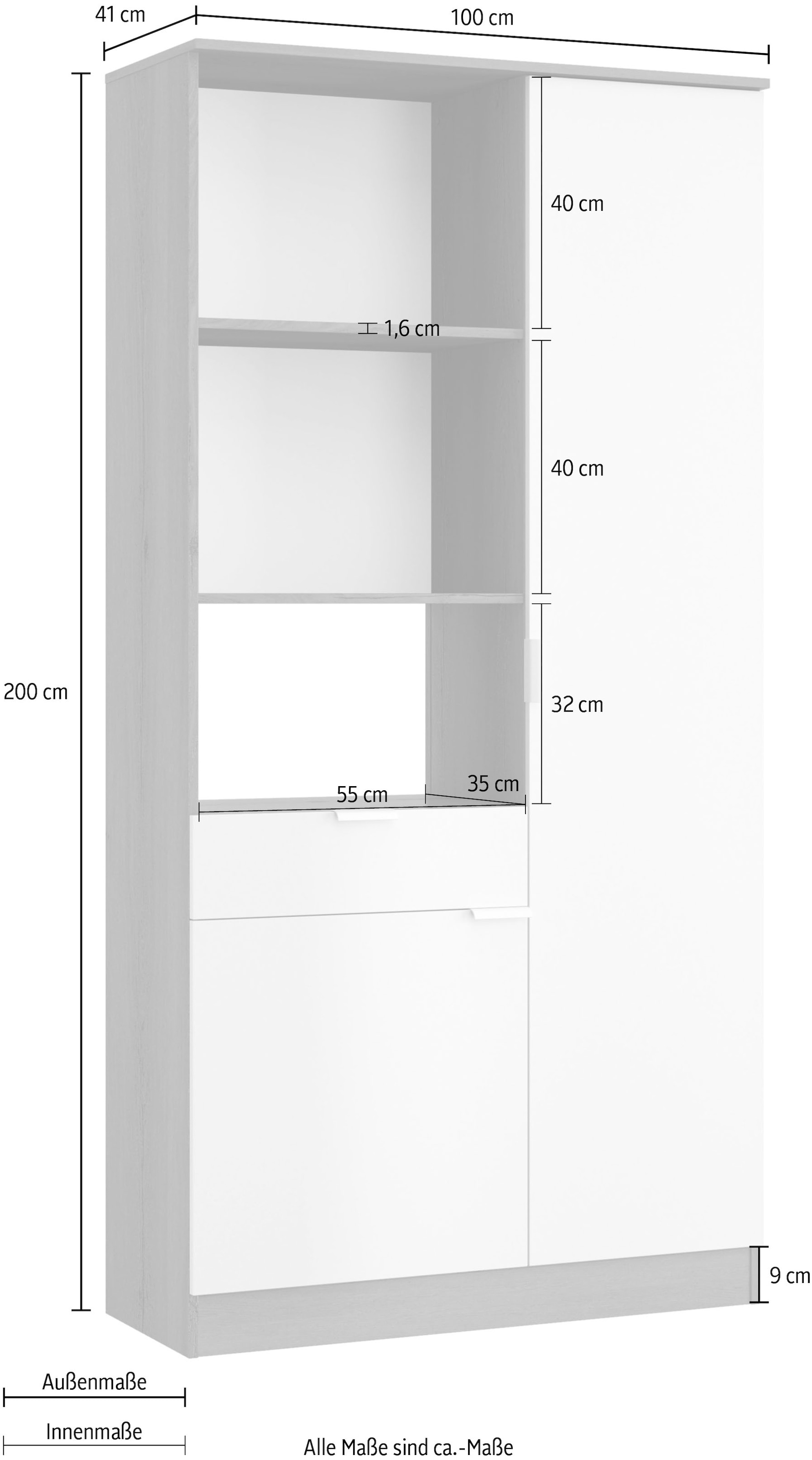 Gami Buffet Buffet 1 Schublade 2 Türen, ohne Elektrogeräte