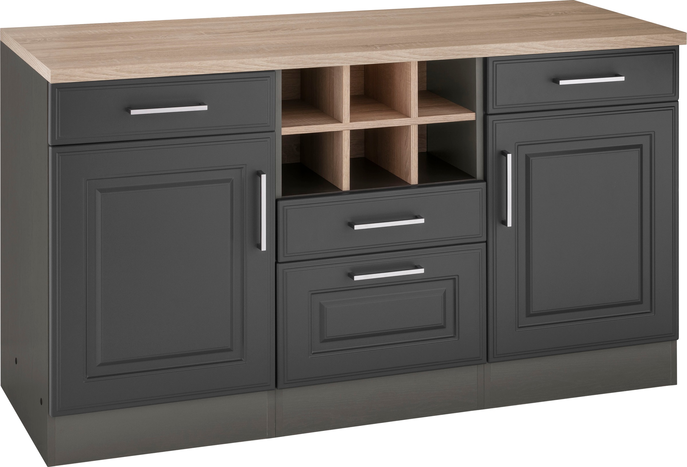 KOCHSTATION Unterschrank »KS-Stockholm«, 150 cm breit, hochwertige MDF-Fronten mit Fräsung, viel Stauraum