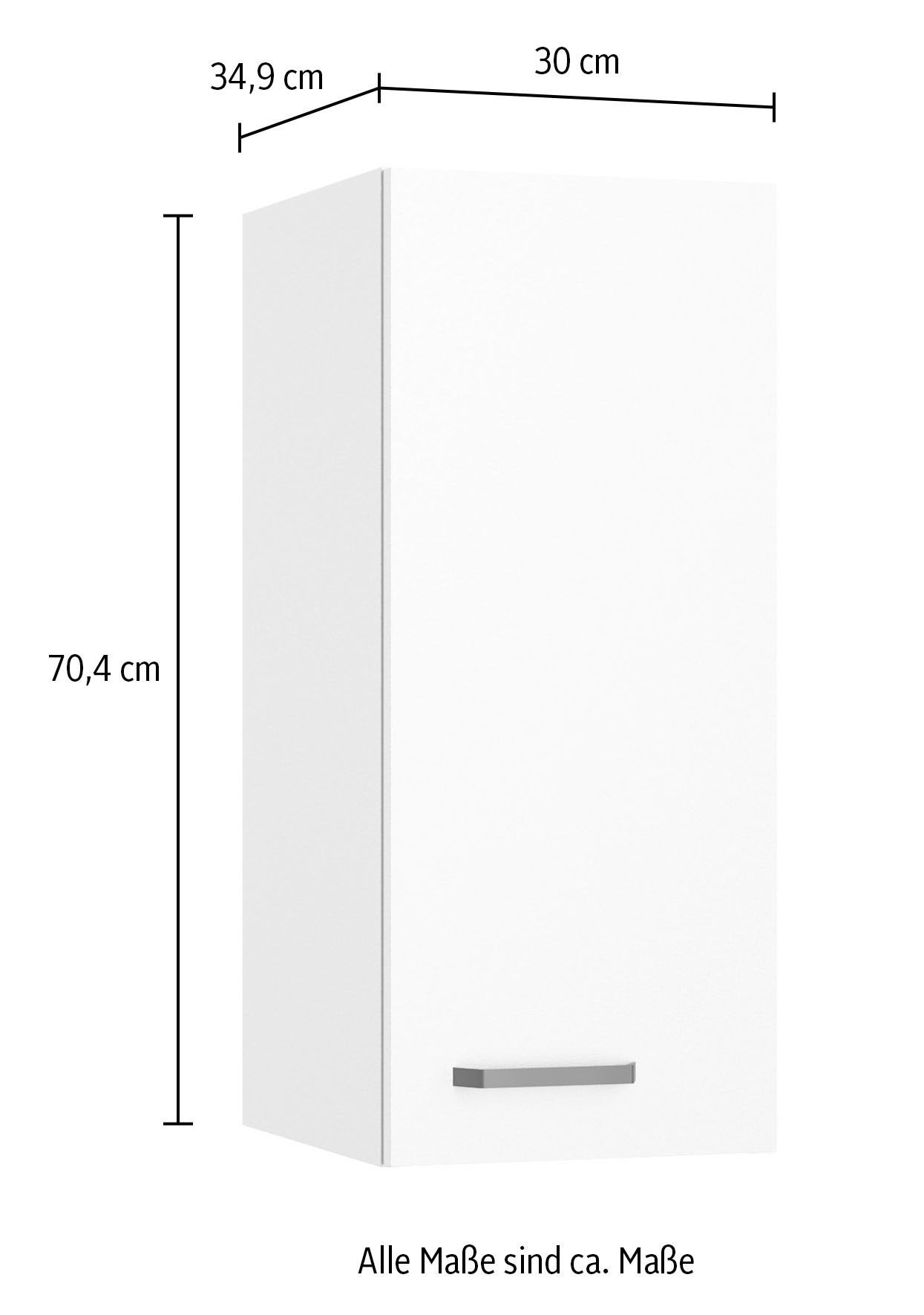 KOCHSTATION Hängeschrank »KS-Paula« 30 cm breit, 70 cm hoch, mit 1 Tür, 2 Einlegeböden