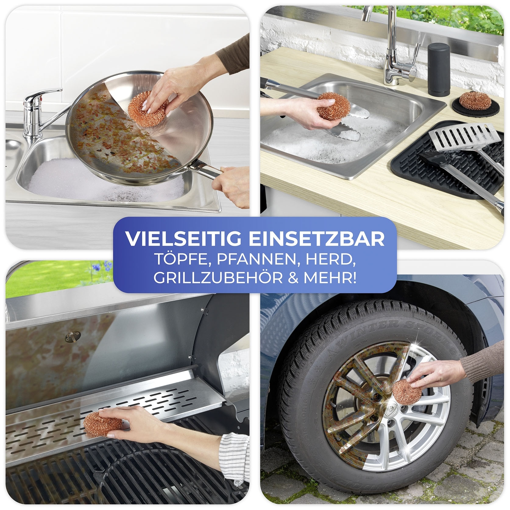 Maximex Reinigungsschwamm »Kupfer-Putzlinge« entfernen hartnäckigen Schmutz, Eingebranntes und Rost, rostfrei