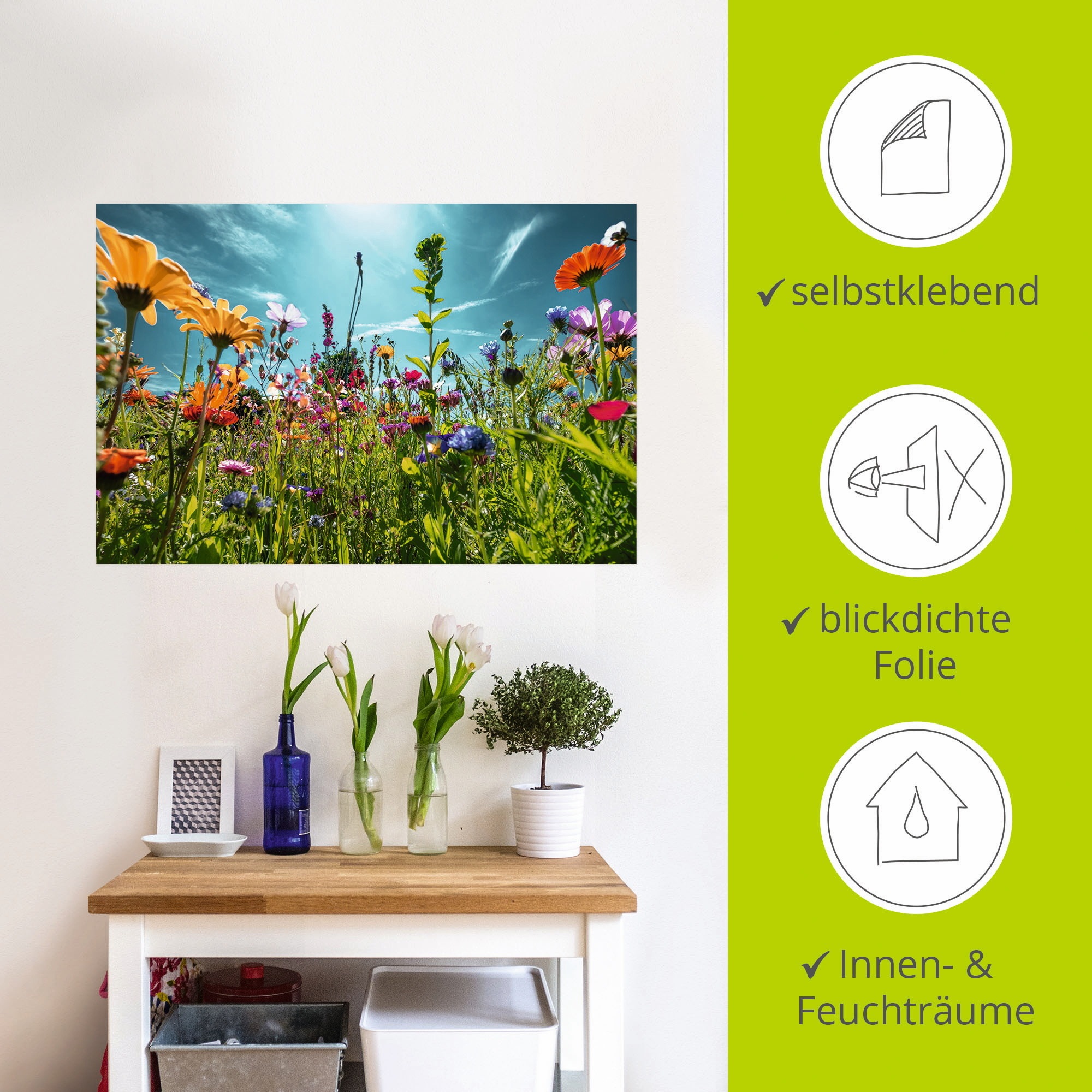 Artland Wandbild »Buntes Blumenfeld«, Blumenwiese, (1 St.), als Alubild, Outdoorbild, Leinwandbild, Poster, Wandaufkleber