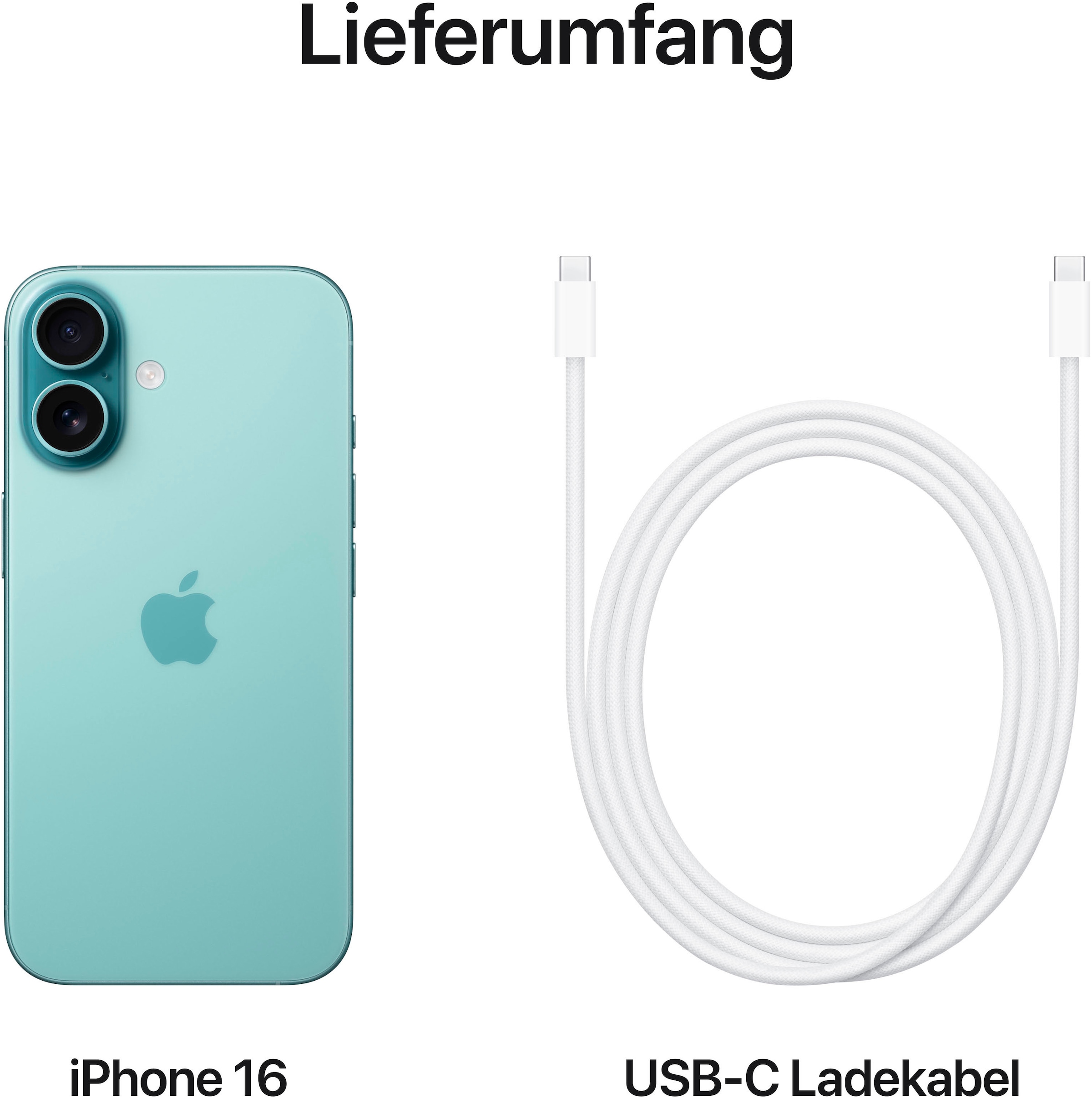 Apple Smartphone »iPhone 16«, Blaugrün, 15,54 cm/6,12 Zoll, 128 GB Speicherplatz, 48 MP Kamera