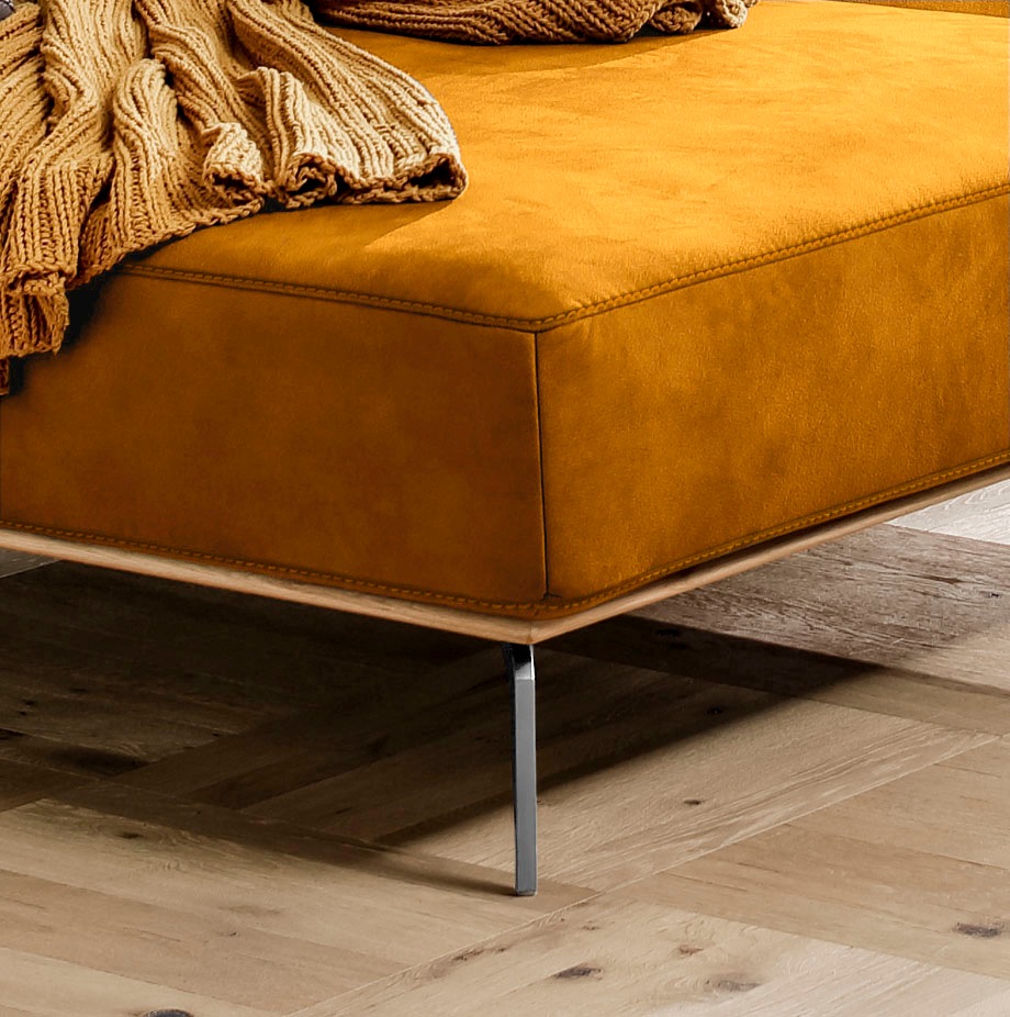 W.SCHILLIG Ecksofa »run, Designsofa mit tollem Sitzkomfort, bequem, L-Form«, mit elegantem Holzsockel, Füße in Chrom glänzend, Breite 319 cm