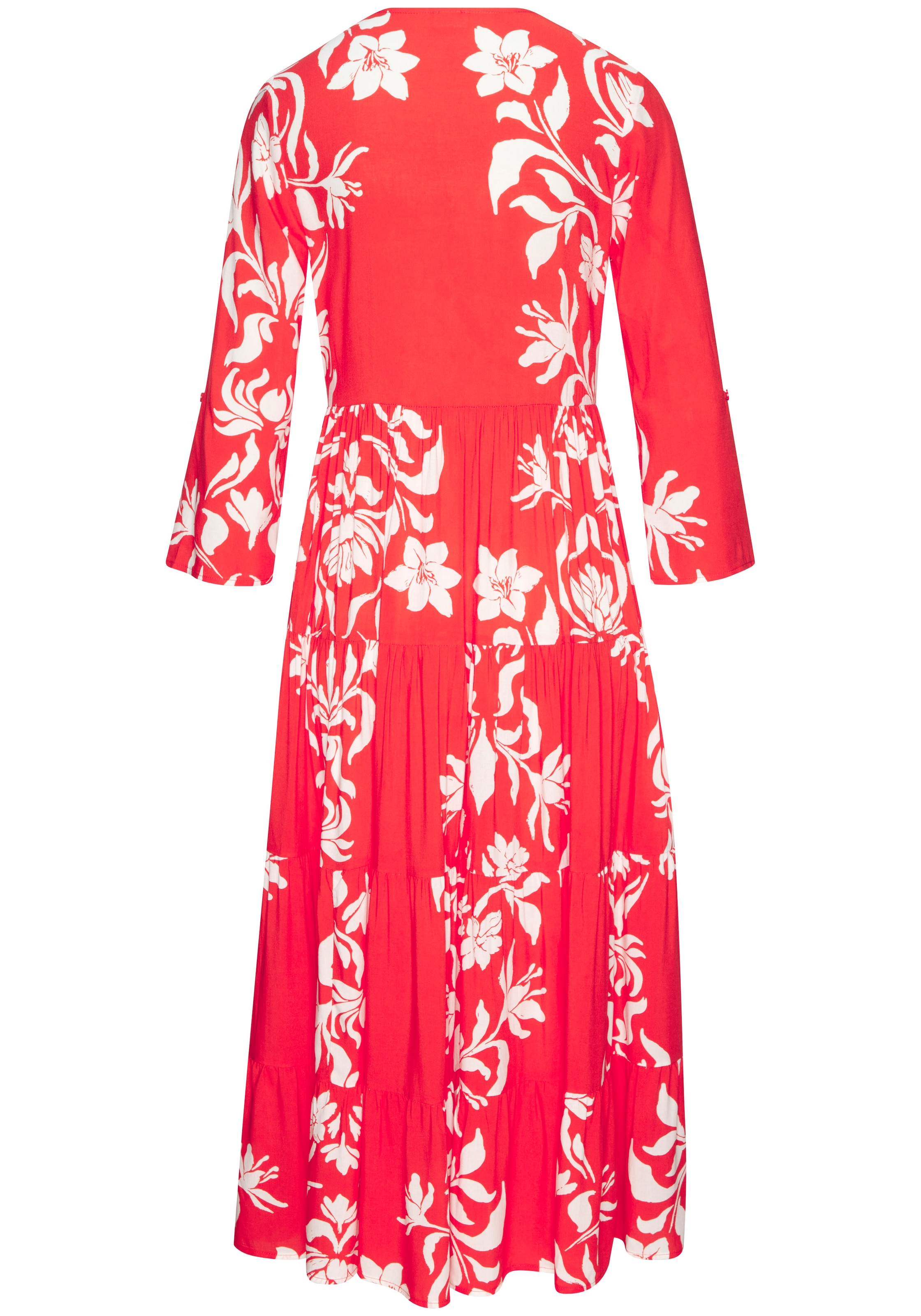 LASCANA Maxikleid mit Blumenprint und Knopfleiste, Sommerkleid, Strandkleid