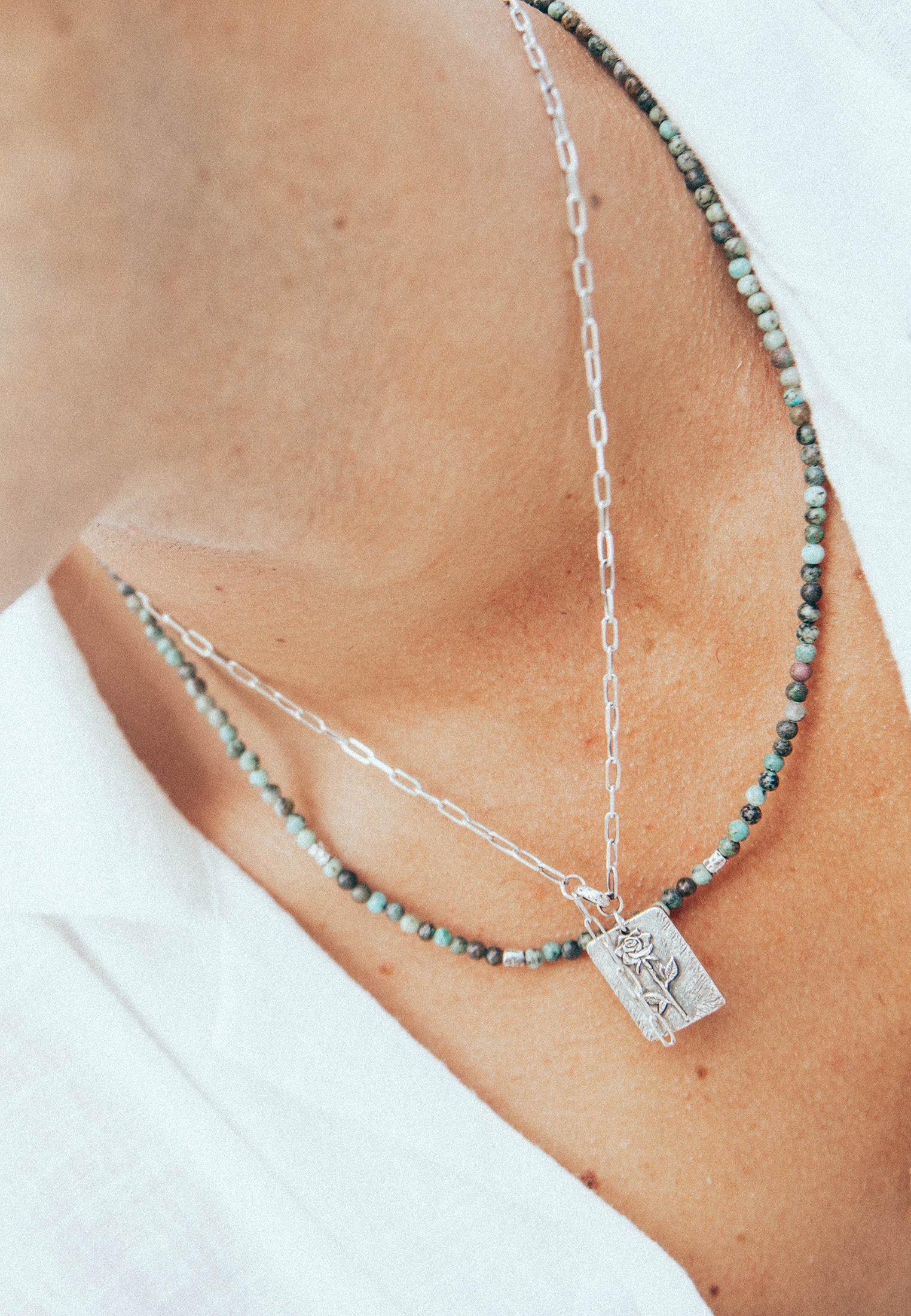 HAZE & GLORY Silberkette »Halskette Gliederkette Vintage Anhänger Rose 925 Silber«