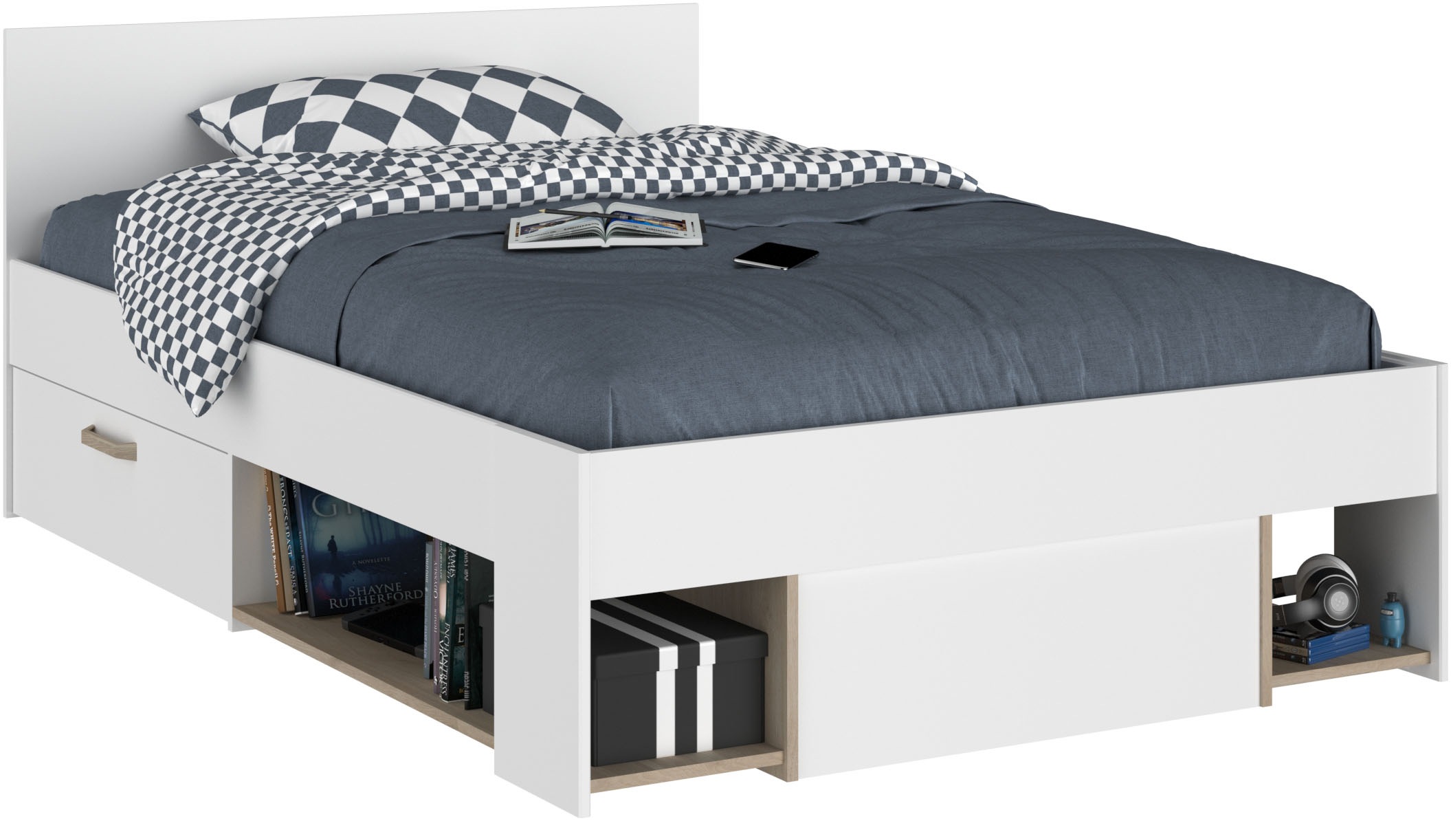 Parisot, Stauraumbett »Achille 1« Packung, Weiß + Weiß + Weiß, Liegefläche Länge Breite: 200 cm x 120 cm - Stauraumbett 120 x 204 cm;Weiss - Jackson 