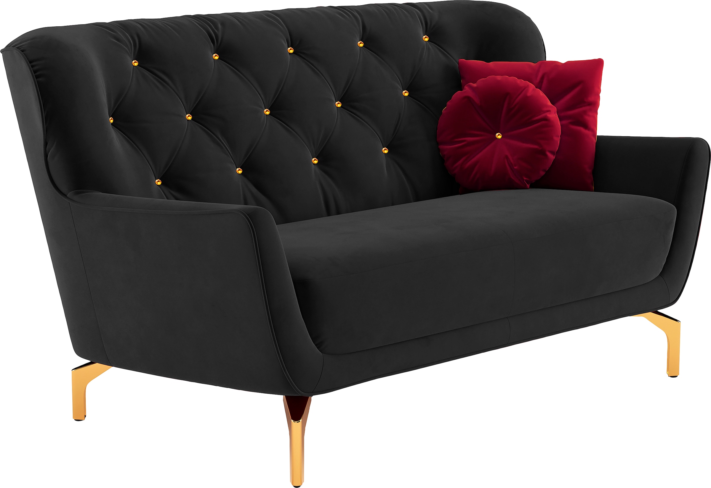 sit&more Polstergarnitur »Orient 3« 2 Stk. tlg. inkl. 4 Zierkissen mit Strass-Stein, goldfarbene Metallfüße