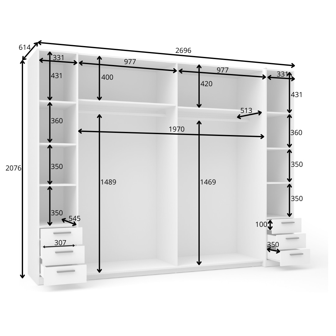 INOSIGN Kleiderschrank »Antioch, FSC-zertifiziert, mit Dreh-UND Schiebetüren«, (B/T/H 270/61,4/207cm, inklusive Einlegeböden und Kleiderstangen), mit oder ohne Spiegel und Schubladen - YOUR Choice