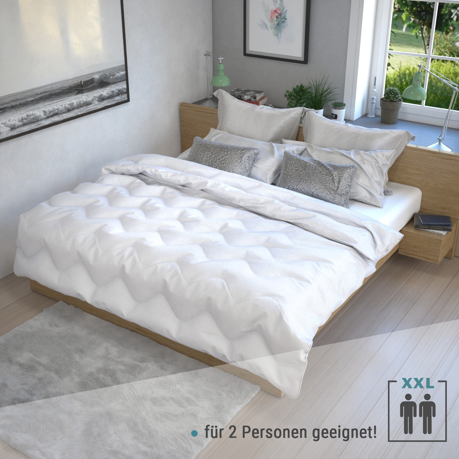 Jekatex Microfaserbettdecke »Bettdecke, Microfaserbettdecke in 200x200 cm«, normal, Füllung 100% Polyester, Bezug 100% Polyester, (1 St.), Ganzjahresdecke, Allergiker geeignet