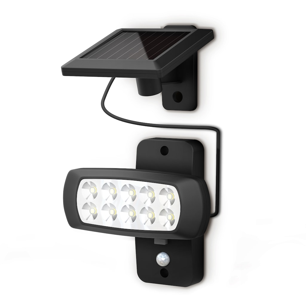 B.K.Licht LED Außen-Wandleuchte, 1 flammig-flammig, Solar Außenleuchte mit PIR Bewegungssensor, IP44, schwarz