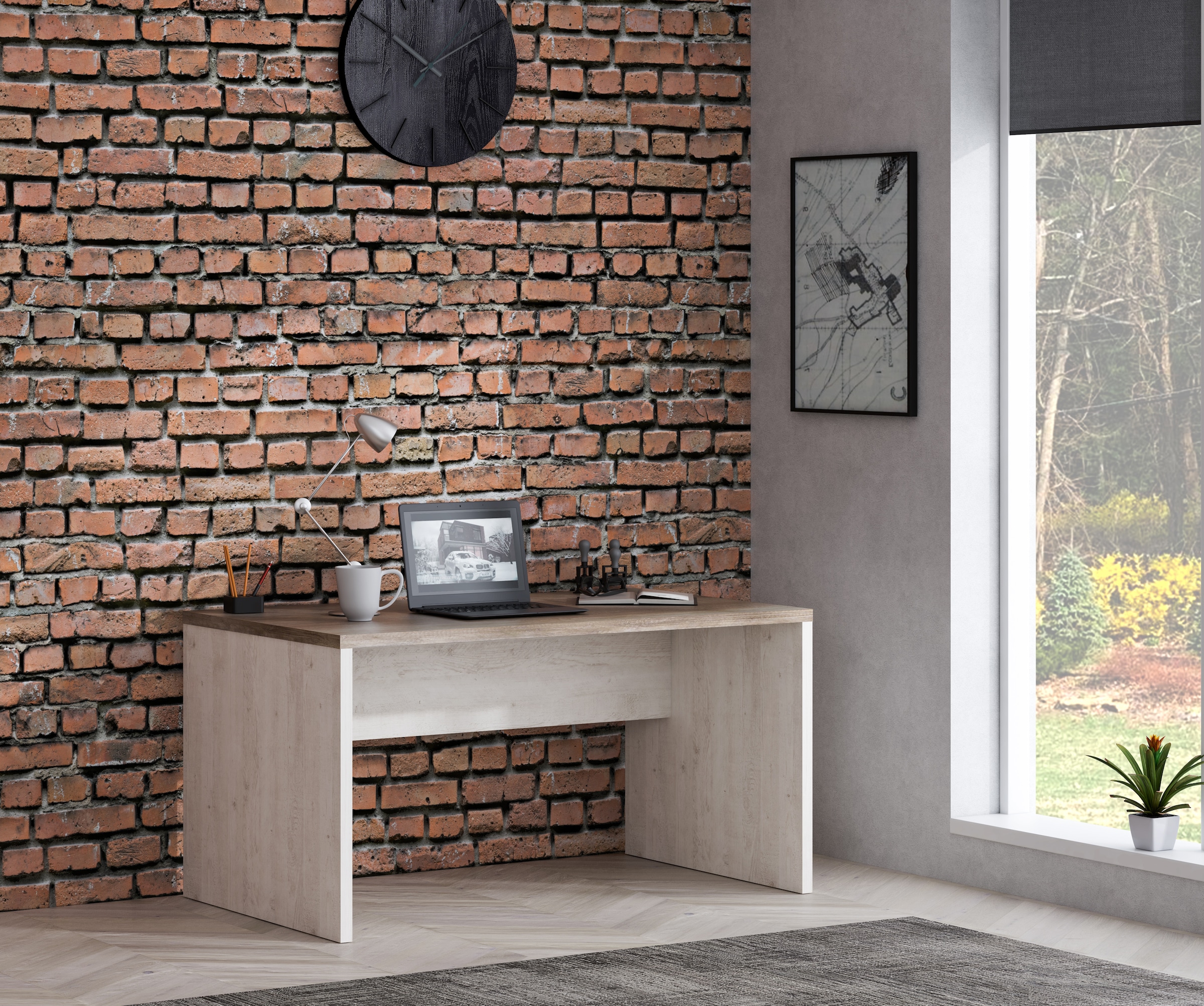 FORTE Schreibtisch »Duro«, Computertisch, in 140 oder 160 cm Breite, im Landhausstil