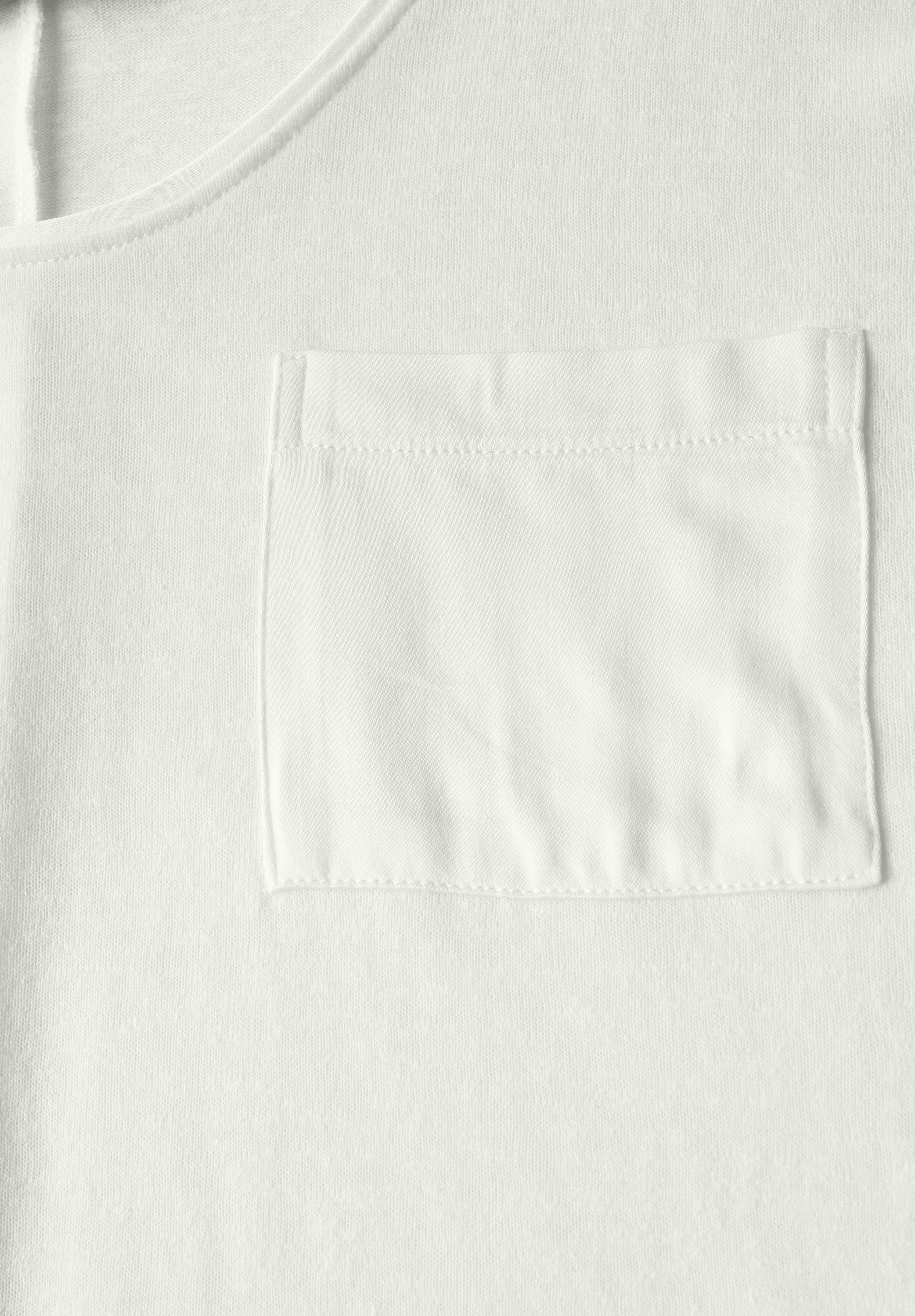 STREET ONE T-Shirt, im Leinen-Look und mit Brusttasche+ö