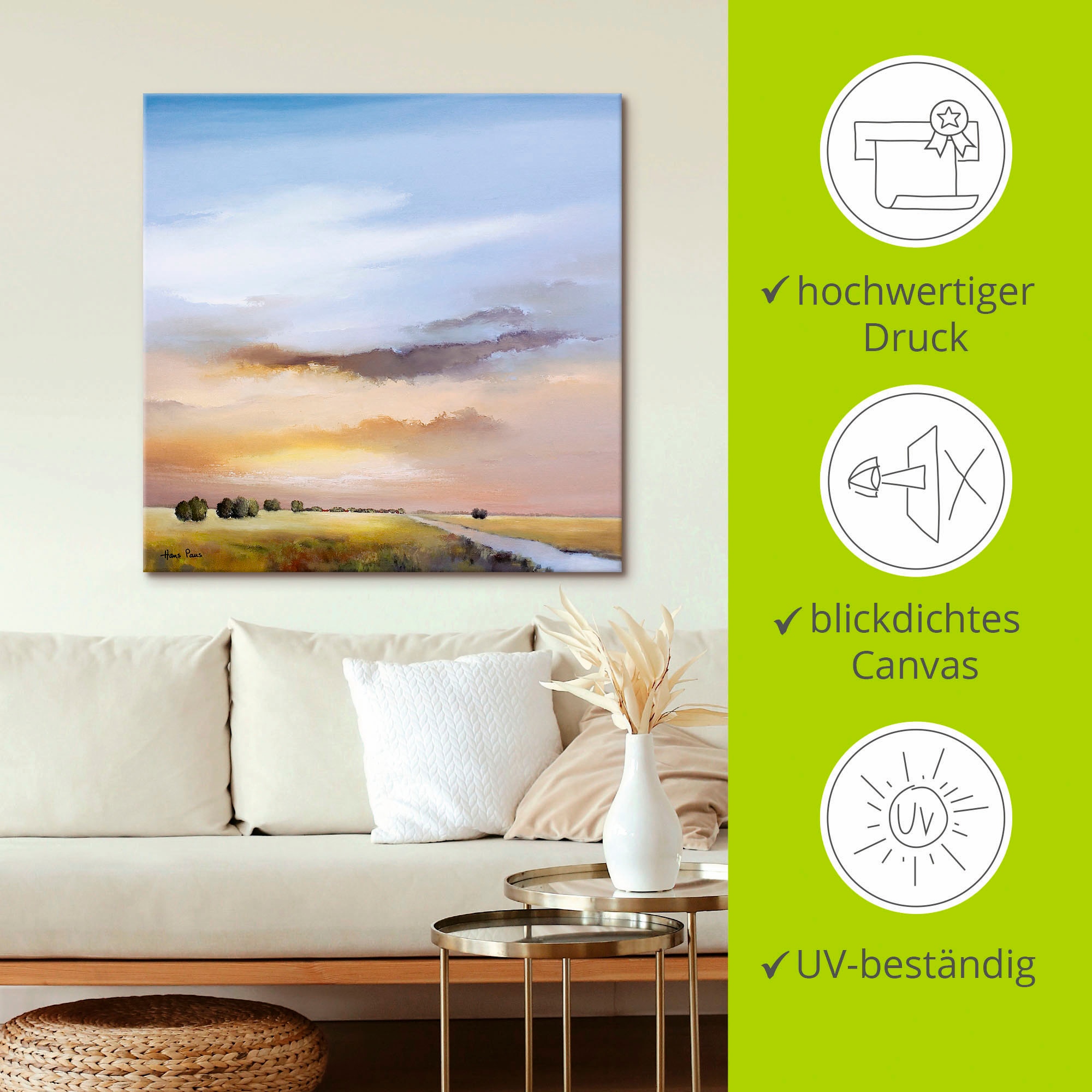 Artland Wandbild »Landschaft III«, Himmel, (1 St.), als Leinwandbild, Poster in verschied. Größen