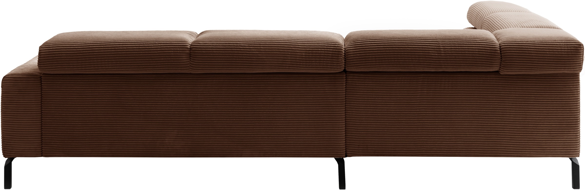 Places of Style Ecksofa »Antonelli, L-Form, inkl. Kopfteilverstellung, Breite 276 cm«, mit elektrischer Sitztiefenverstellung, in Cord, rost
