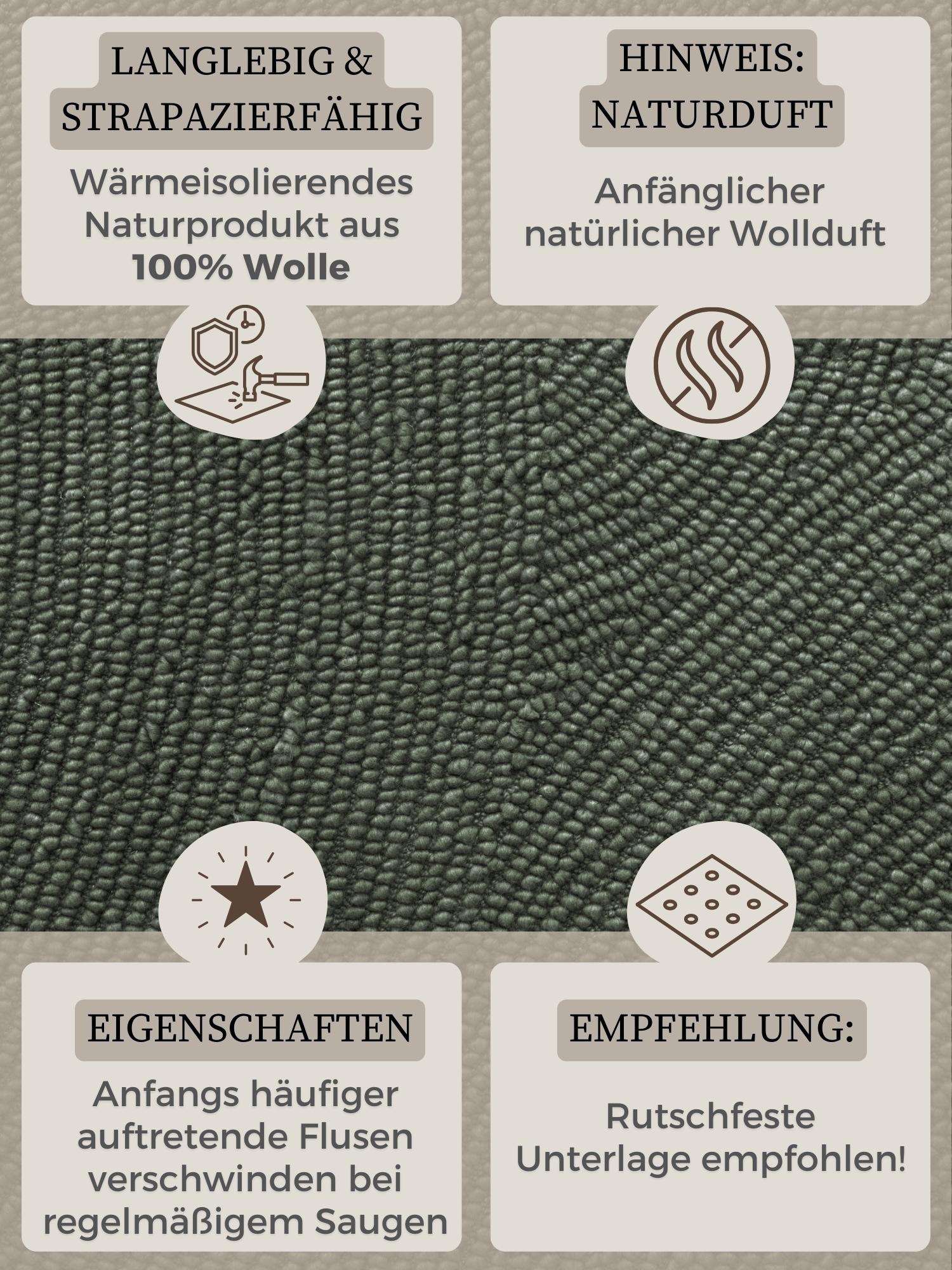 HANSE Home Wollteppich »Calmio , auch als Läufer und in rund« rechteckig 18 mm Höhe Handgetuftet, Wolle, Natur, Wohnzimmer, Schlafzimmer, Skandi, Hygge