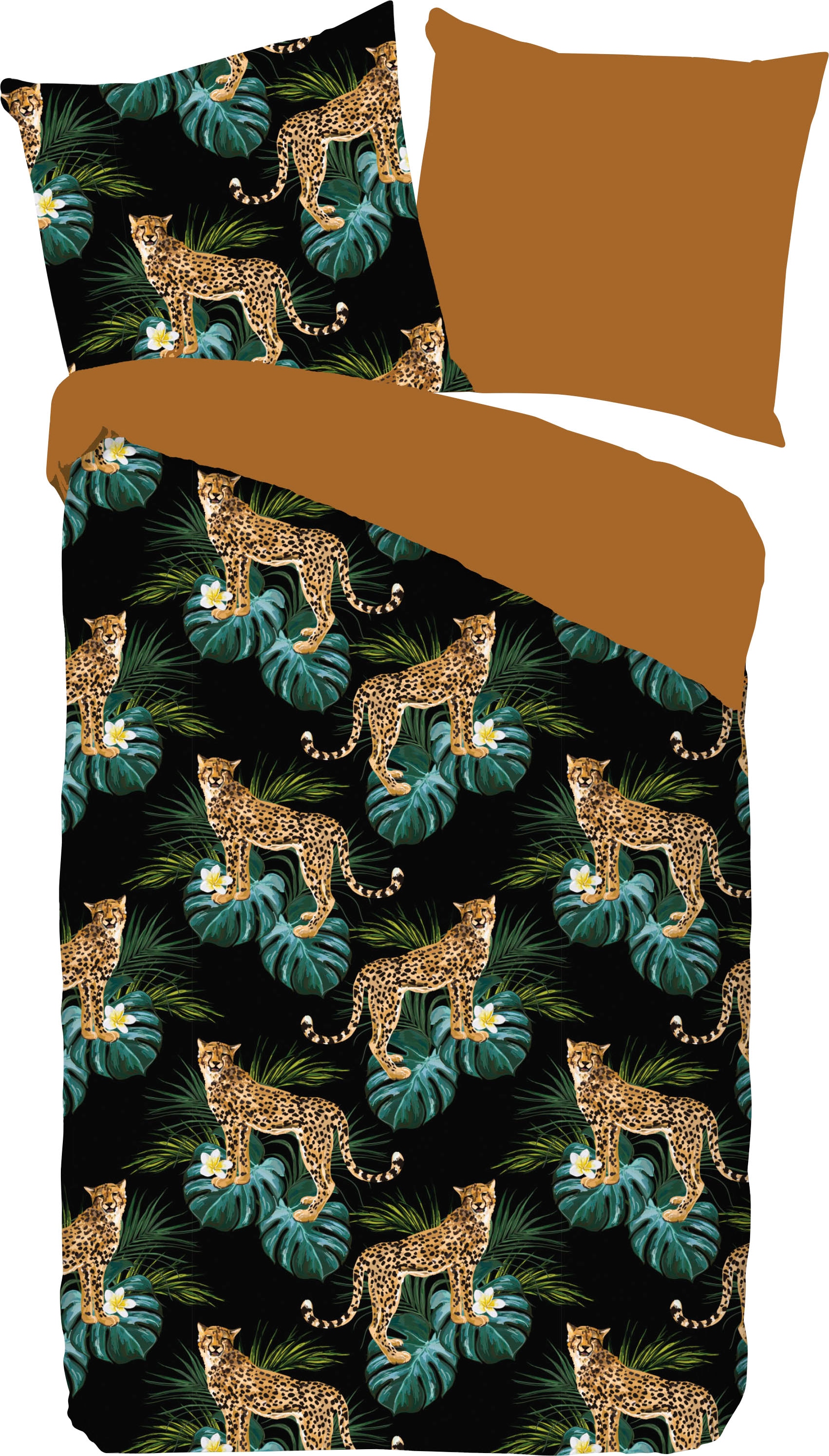PURE luxury collection Wendebettwäsche »Jordan«, Mikrofaser, 135x200, Pflegeleicht, Reißverschluss, Wendeoptik, Leopard