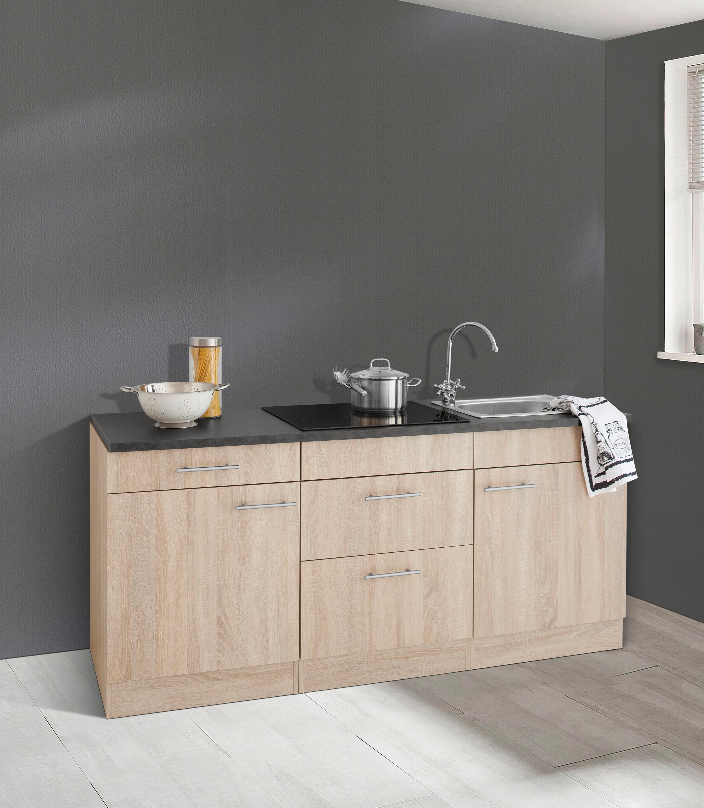 OPTIFIT Küchenzeile »Mini«, Breite 180 cm, mit Glaskeramik-Kochfeld, mit Arbeitsplatte