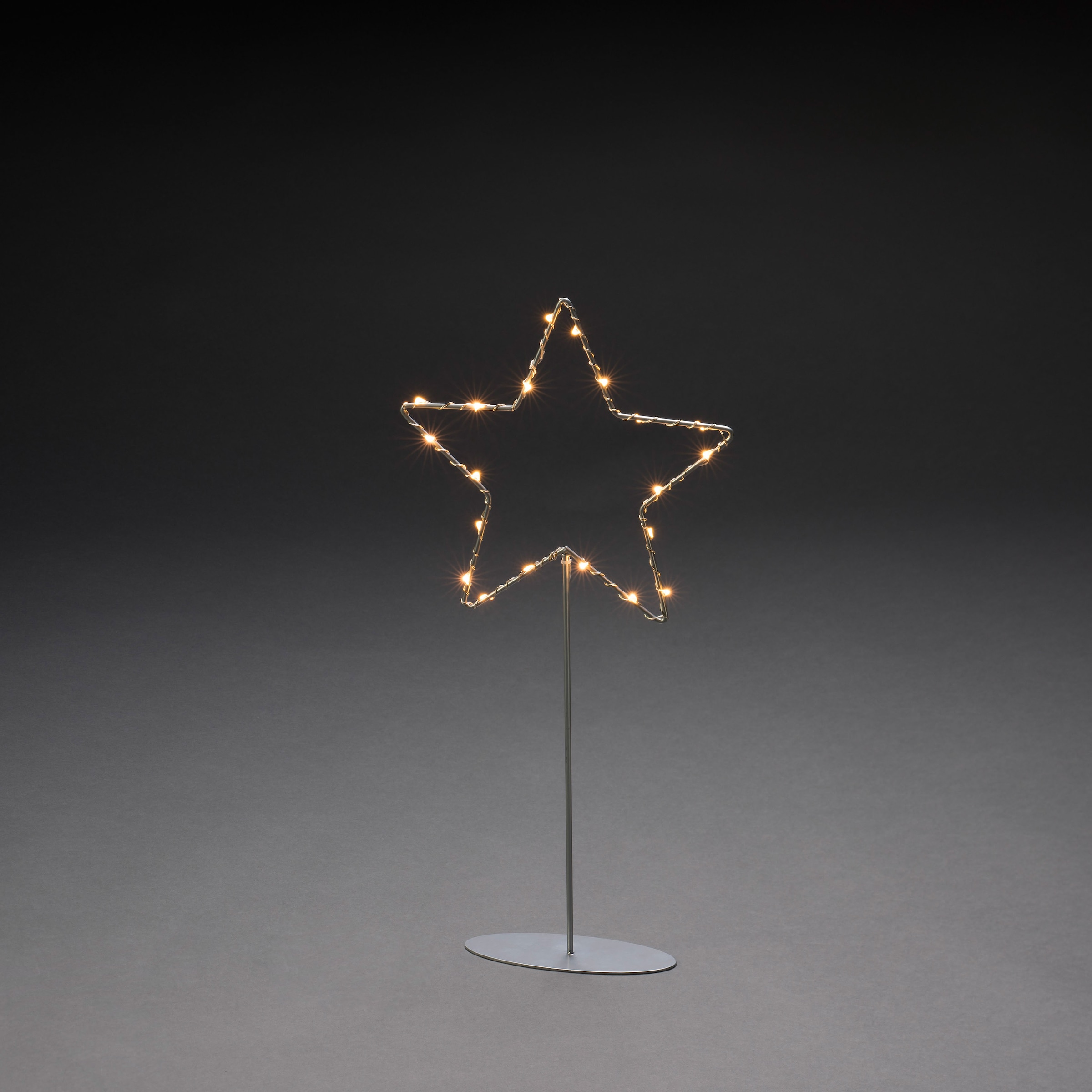 KONSTSMIDE LED Stern »Weihnachtsstern, Weihnachtsdeko«, 20 flammig, Leuchtmittel LED-Modul | LED fest integriert, LED Metallstern m. Metall-Fuß, sfb. lackiert, mit sfb. Draht umwickelt