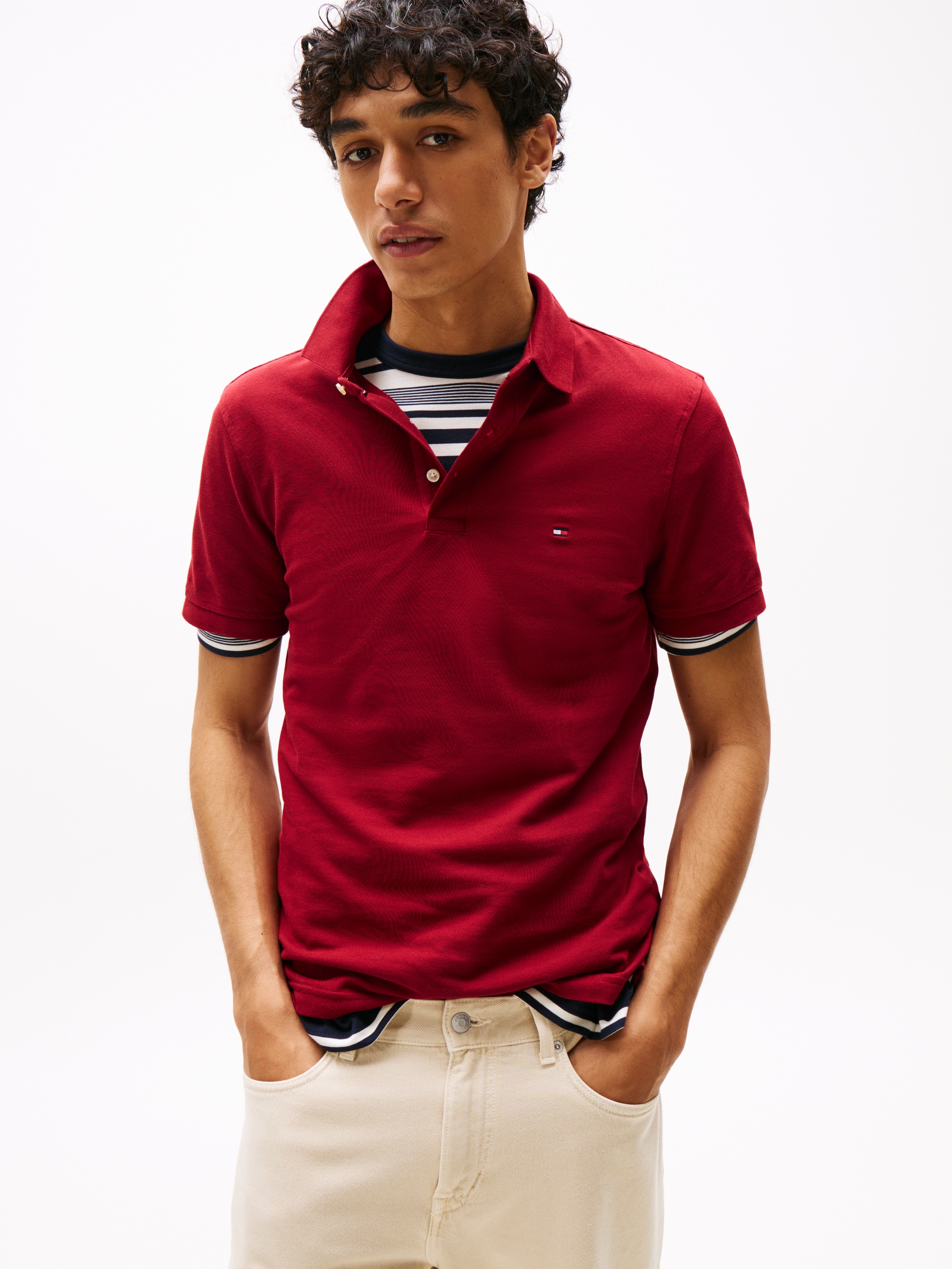 Tommy Hilfiger Poloshirt »1985 SLIM POLO«, Markenstickerei, aus Baumwoll-Piqué