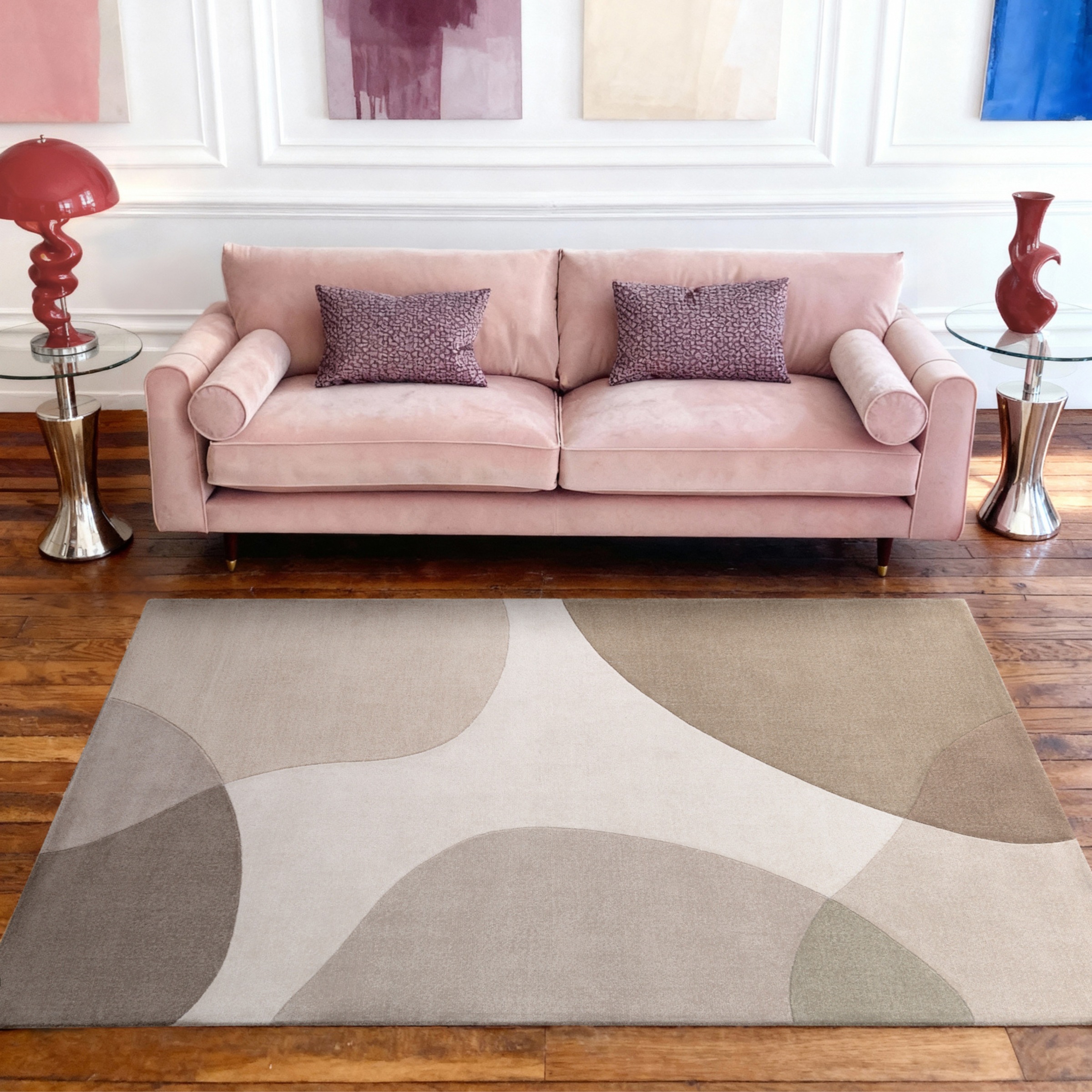 Ted Baker Hackney Wool Rug Clarissa Handwoven Abstract Living Room Rug in Beige | Size: 200cm x 300cm