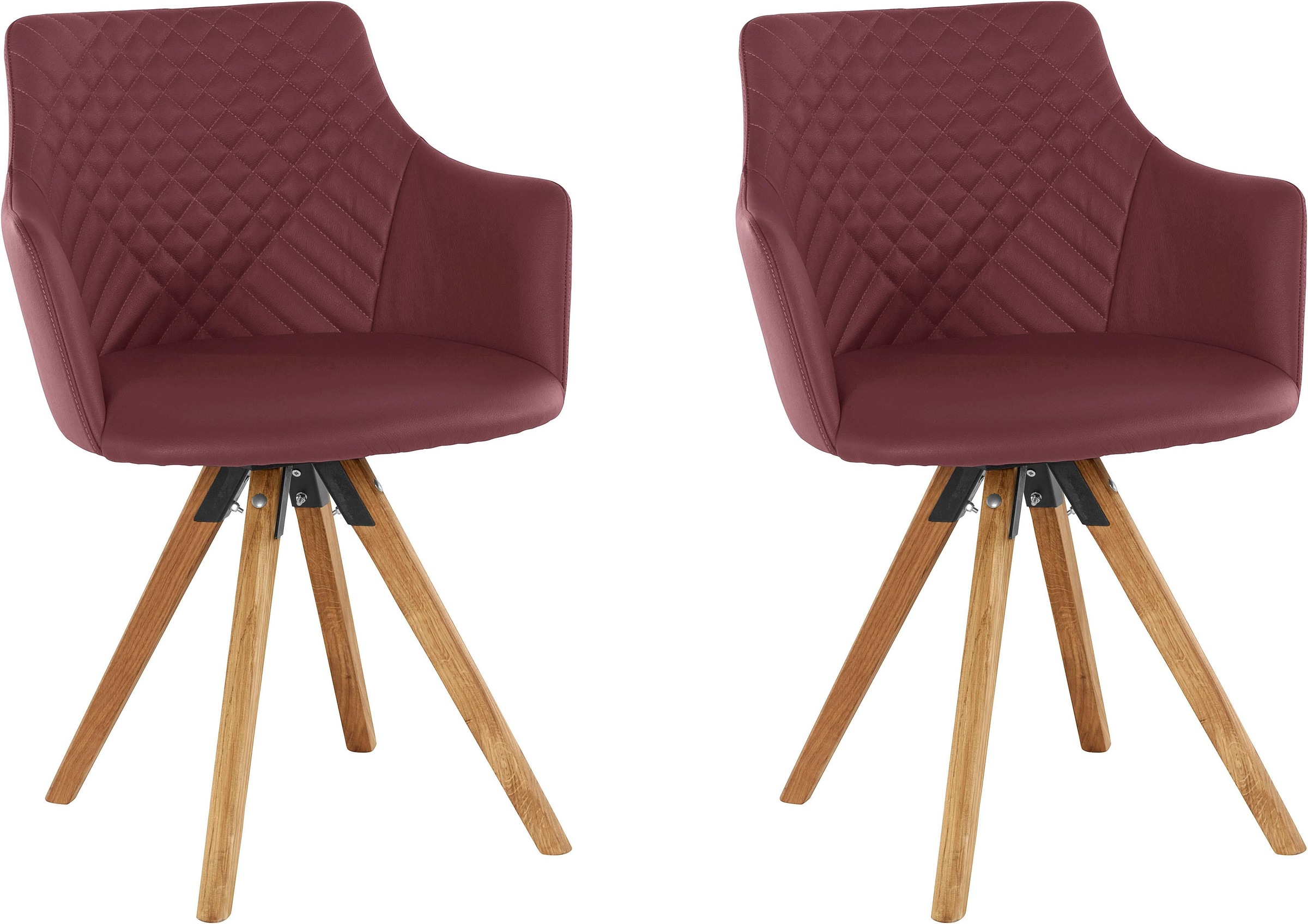 Home affaire Armlehnstuhl »LISABON« (Set) 2 Stk.mit Drehfunktion, Bezug aus Leder, Gestell aus Eiche Massivholz geölt