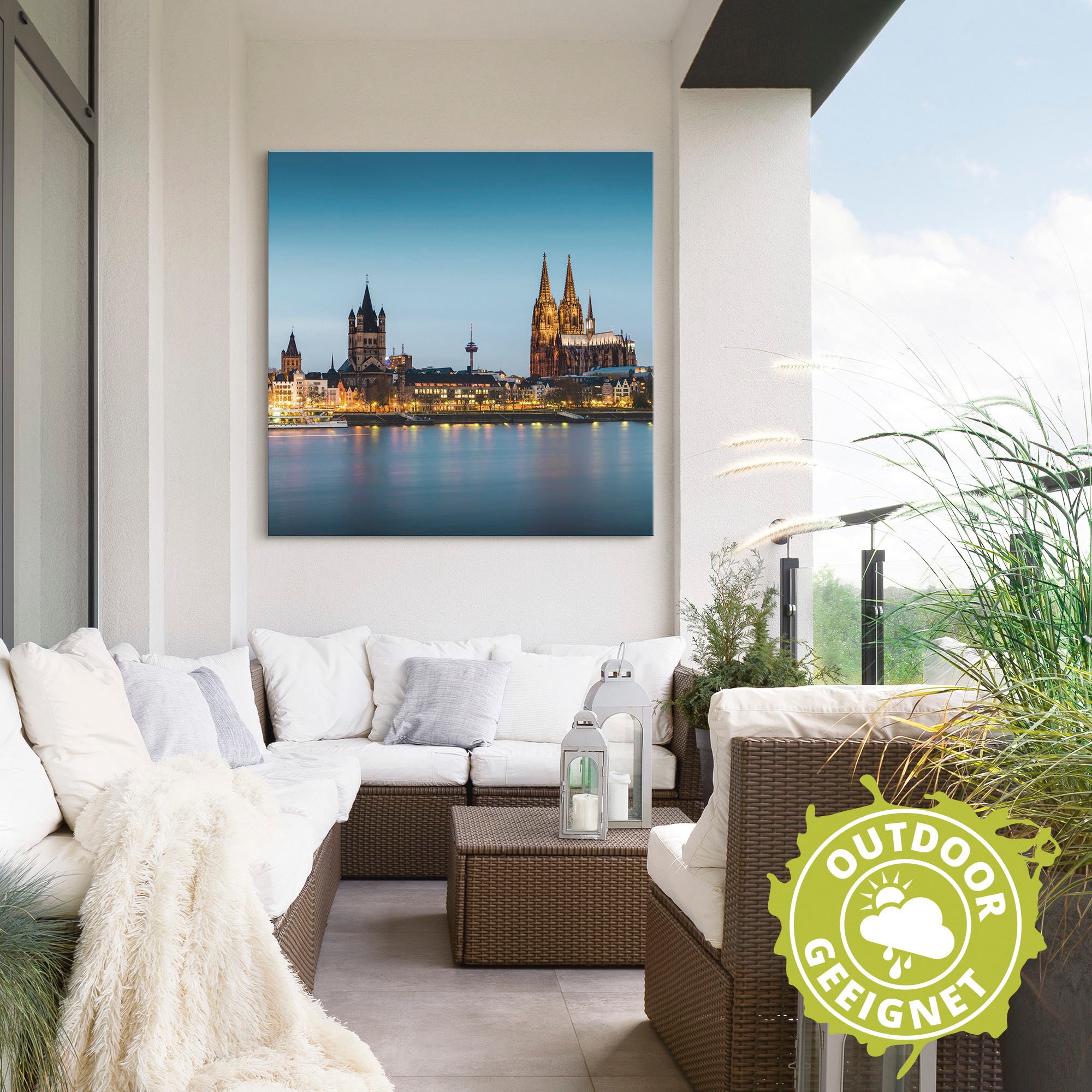 Artland Alu-Dibond-Druck »Köln Rheinpromenade«, Deutschland, (1 St.), für Innen- und Außenbereich geeignet, Outdoorbild