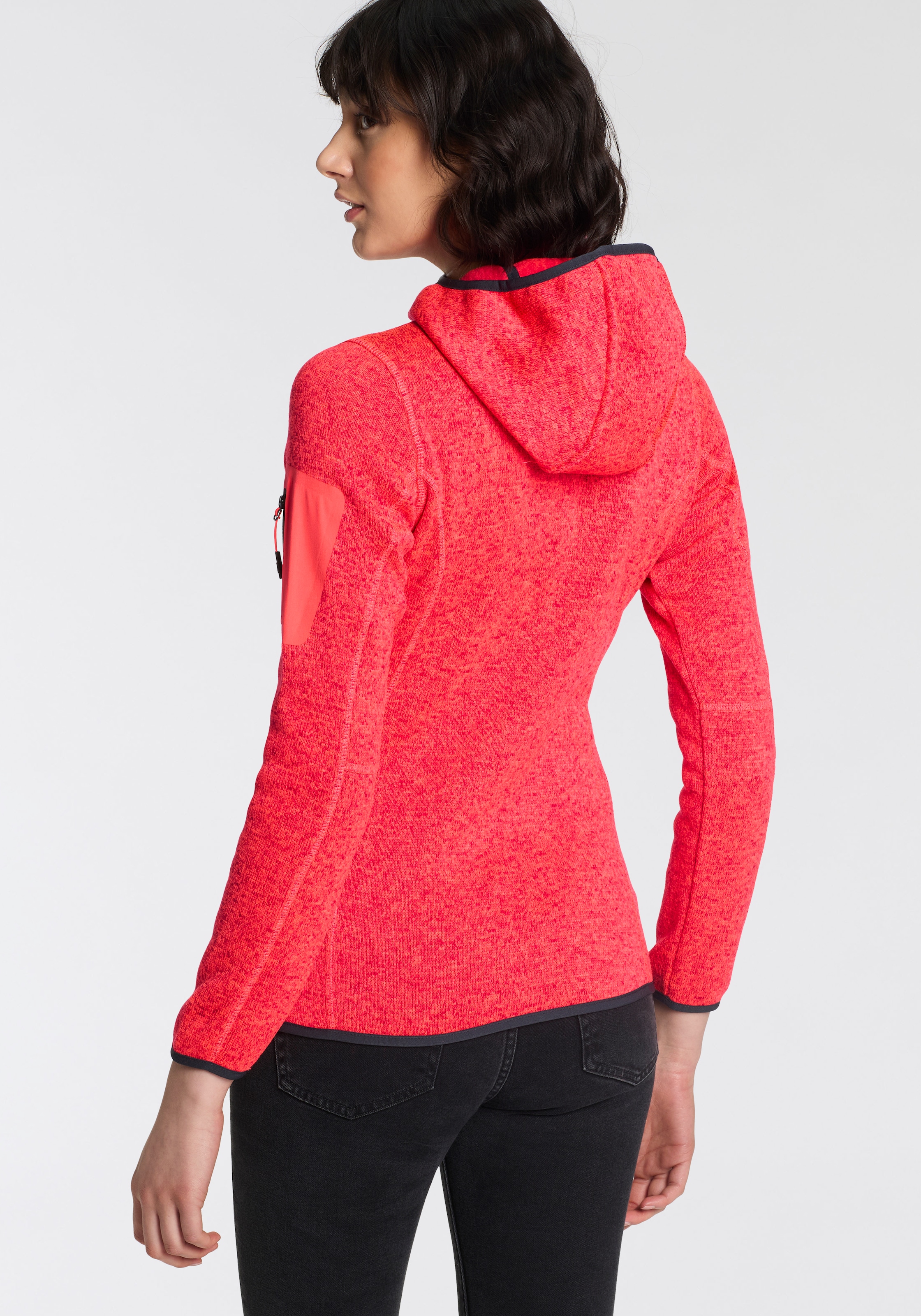 CMP Strickfleecejacke »KNITTED MELANGE HOODY WOMAN HOODY«, (1 St.), mit Kapuze, Wärmend und